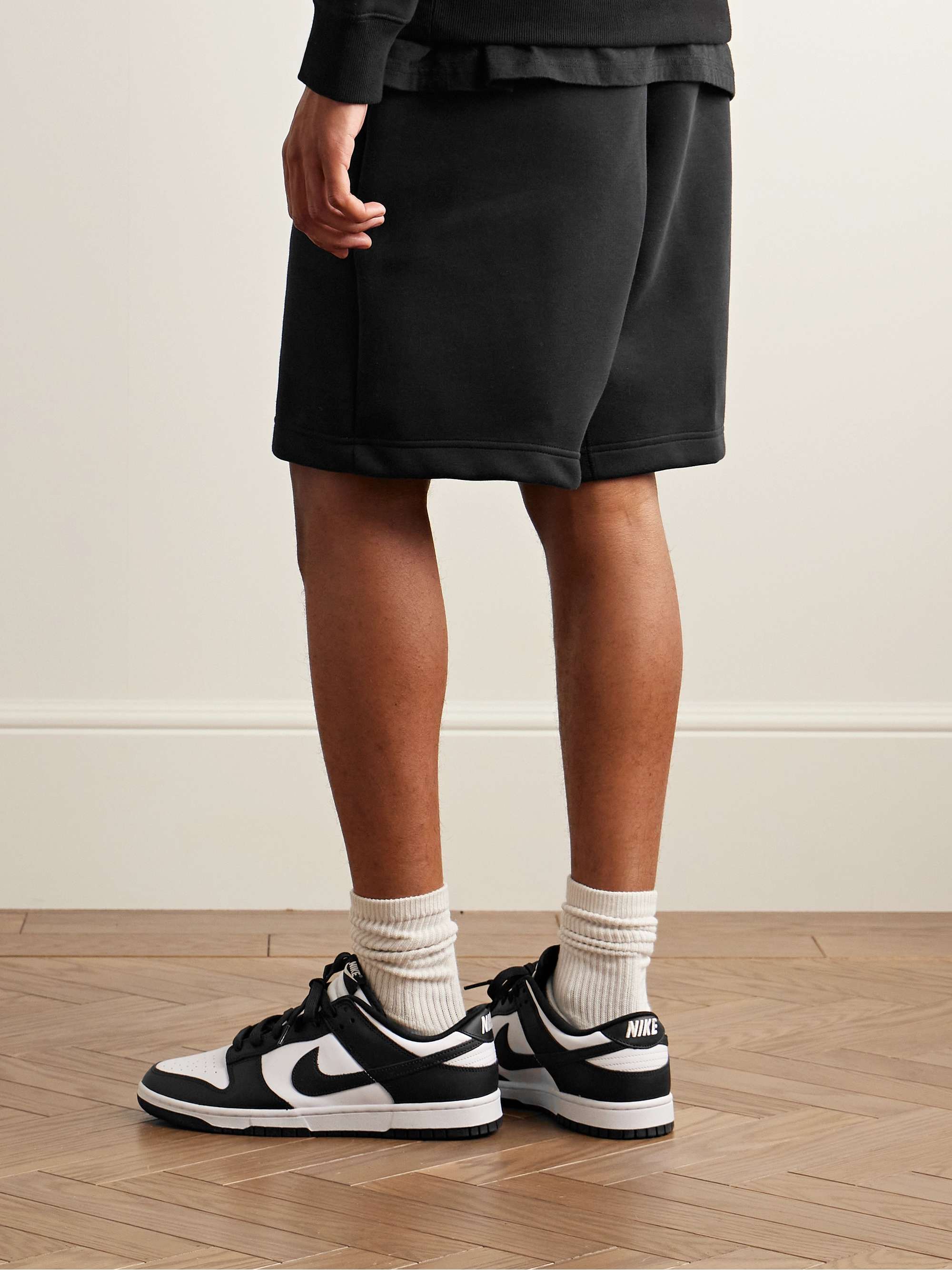 Straight-Leg Cotton-Blend Tech-Fleece Drawstring Shorts view