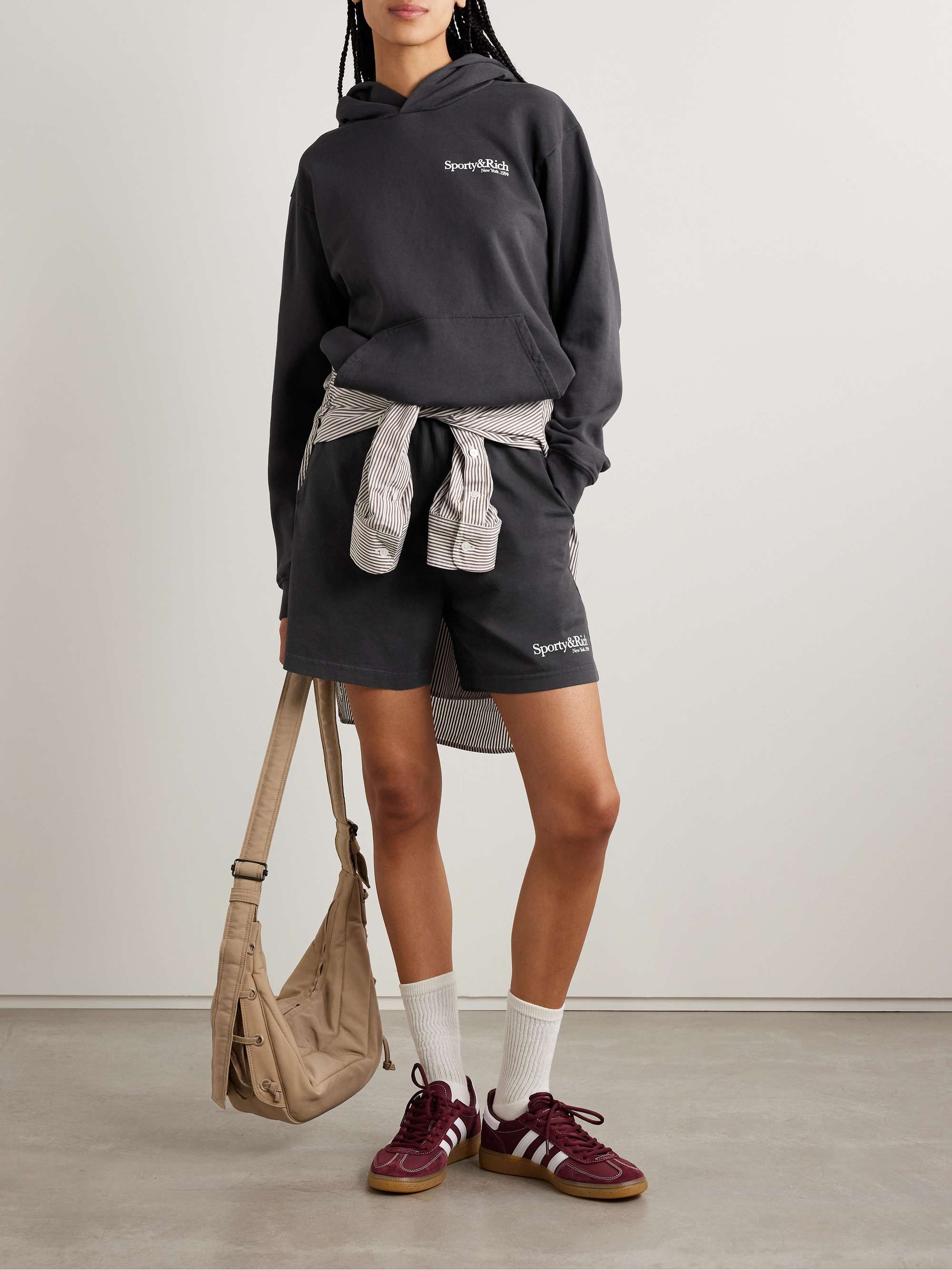Printed cotton-jersey shorts view
