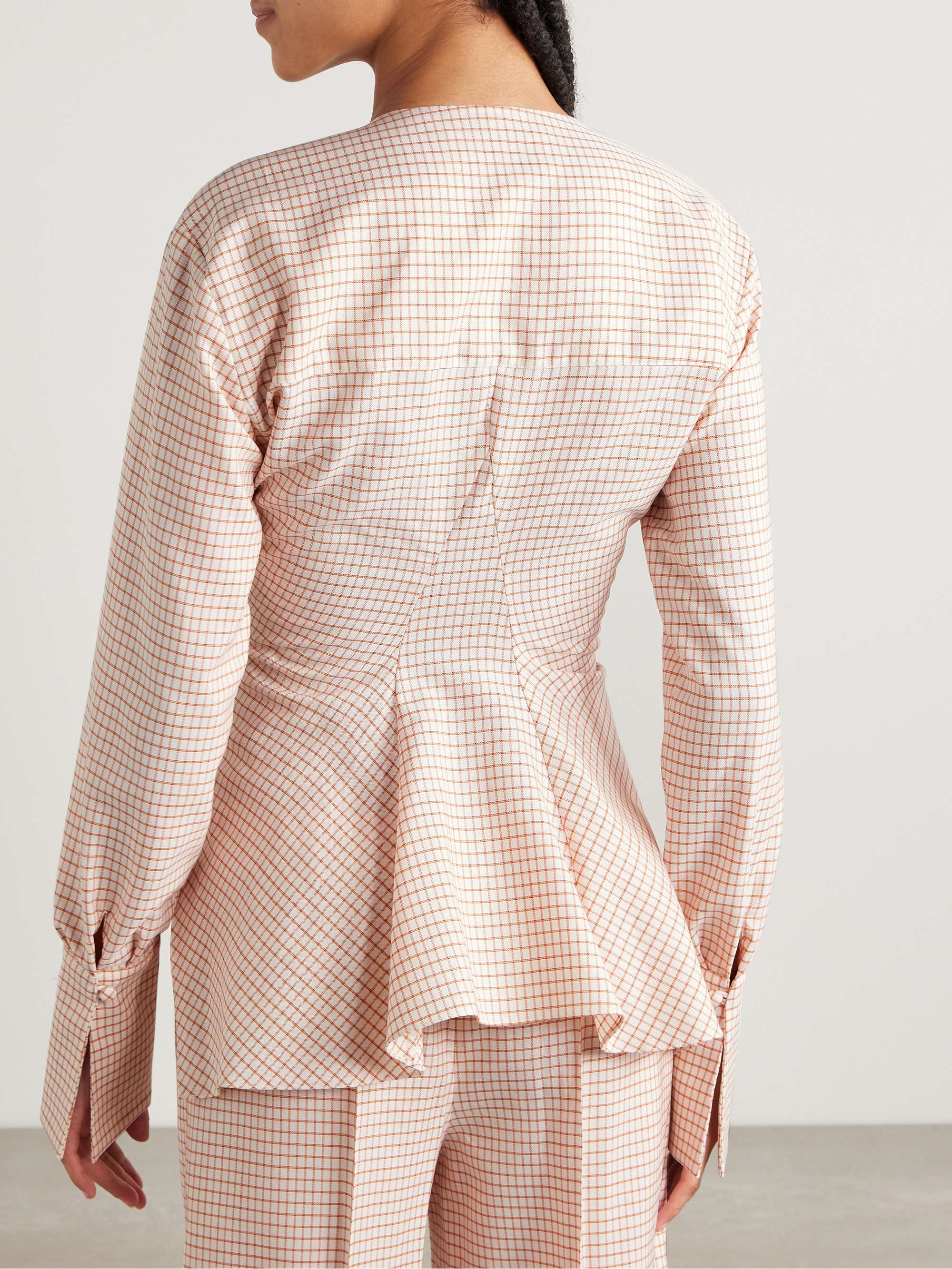 Lavinia checked wool and cotton-blend top view