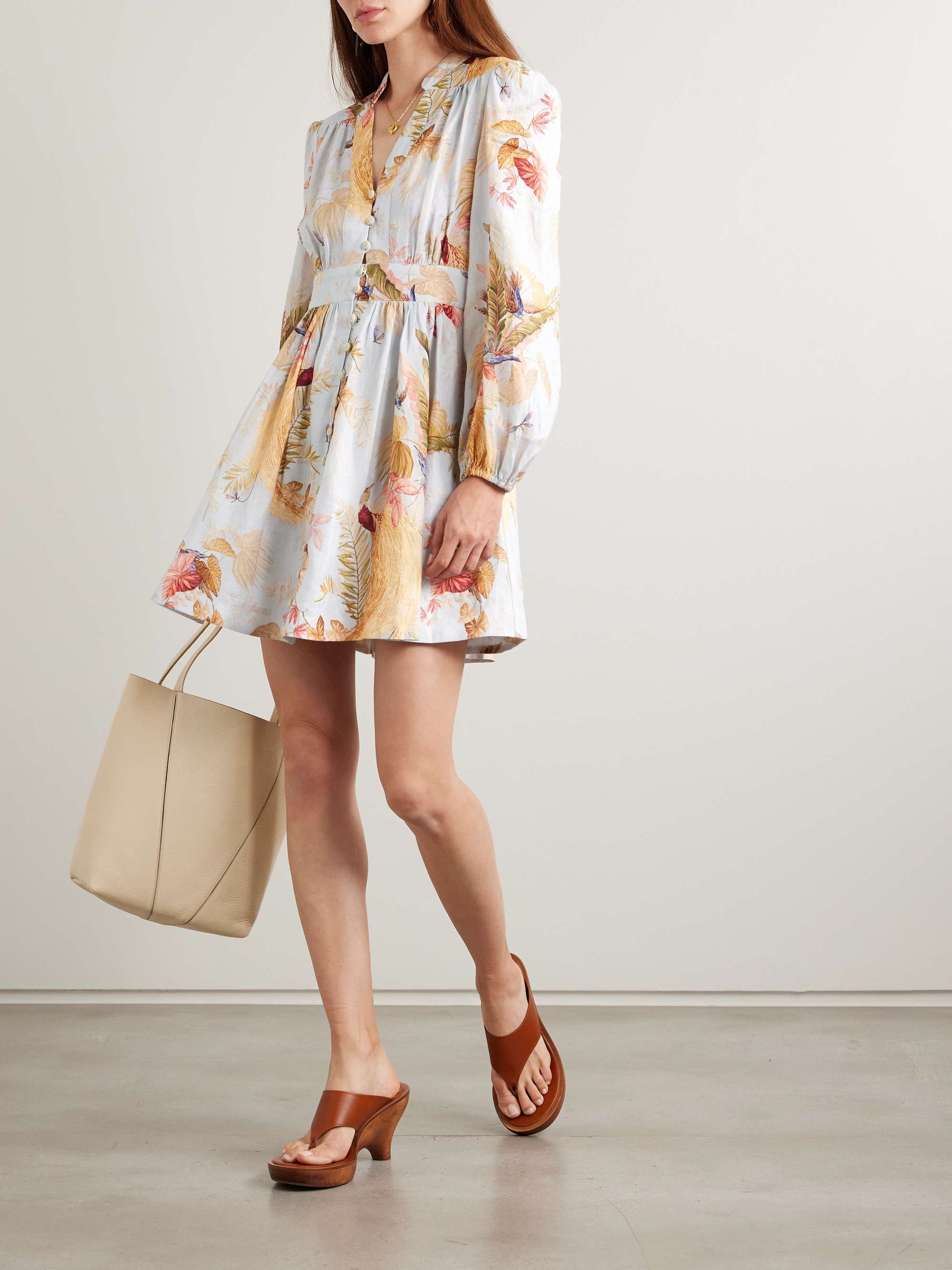 Ascension floral-print linen mini dress view