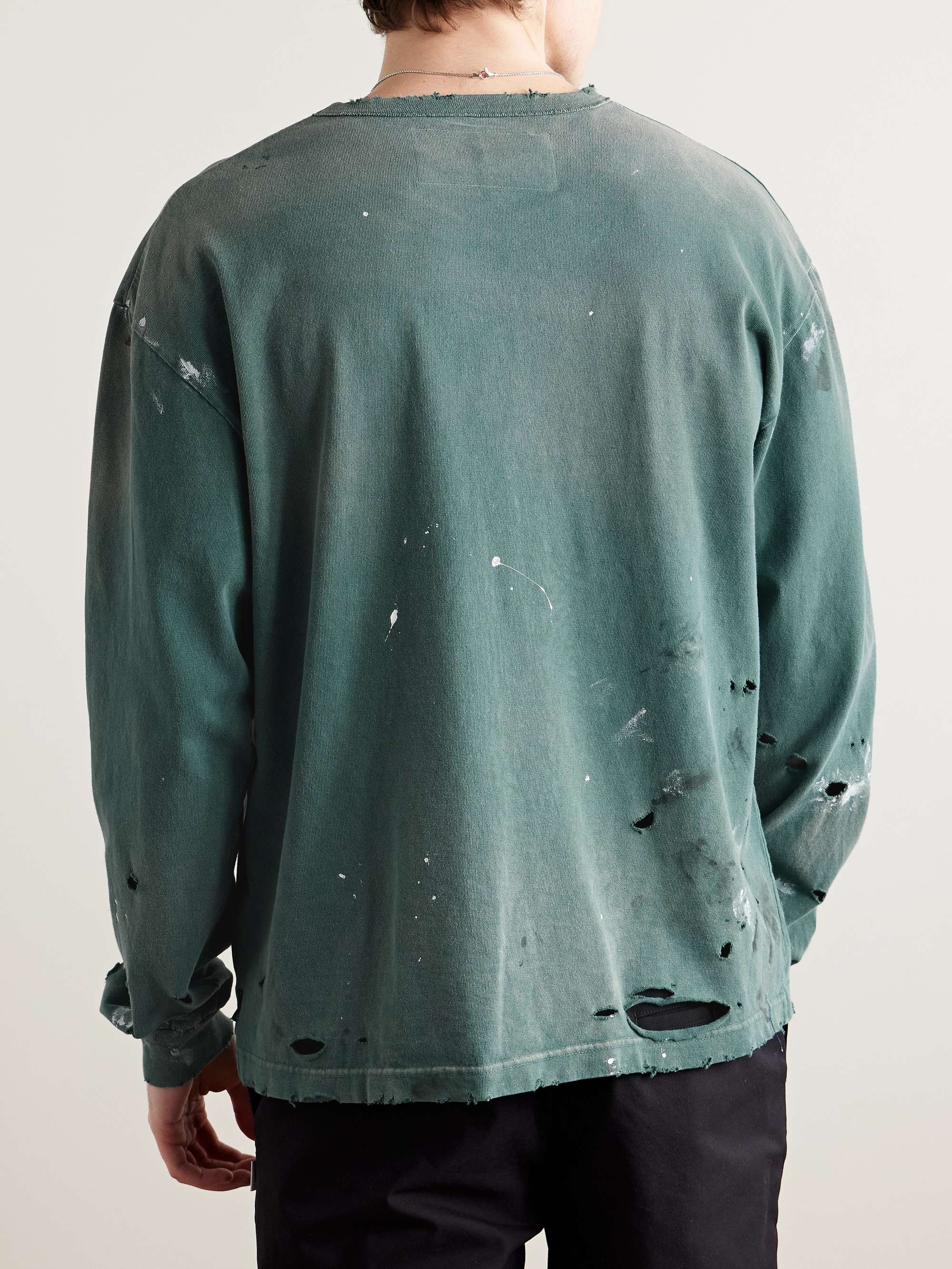 Savage Distressed Paint-Splattered Cotton-Jersey T-Shirt view