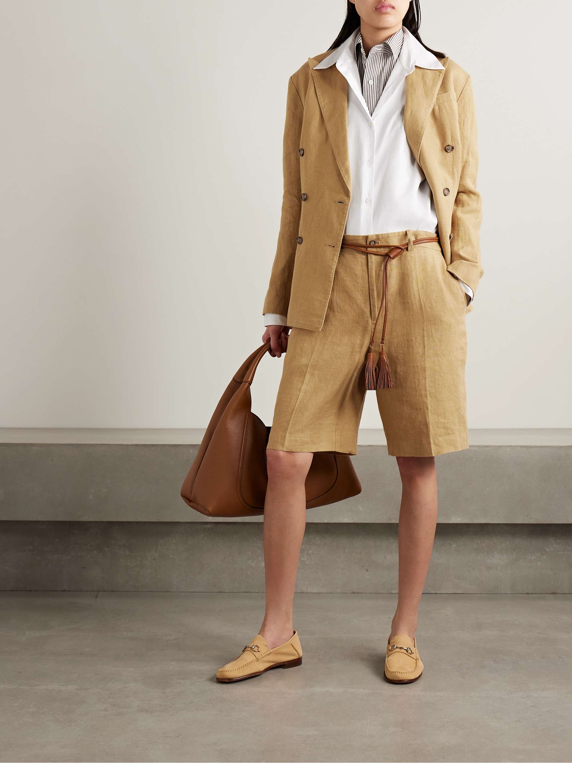 Long linen shorts view