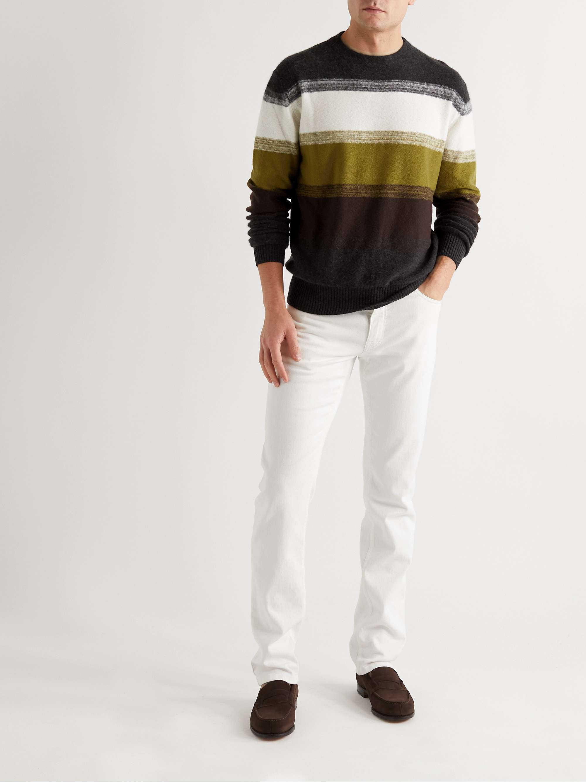 Glenshell Striped Cashmere and Silk-Blend Sweater view