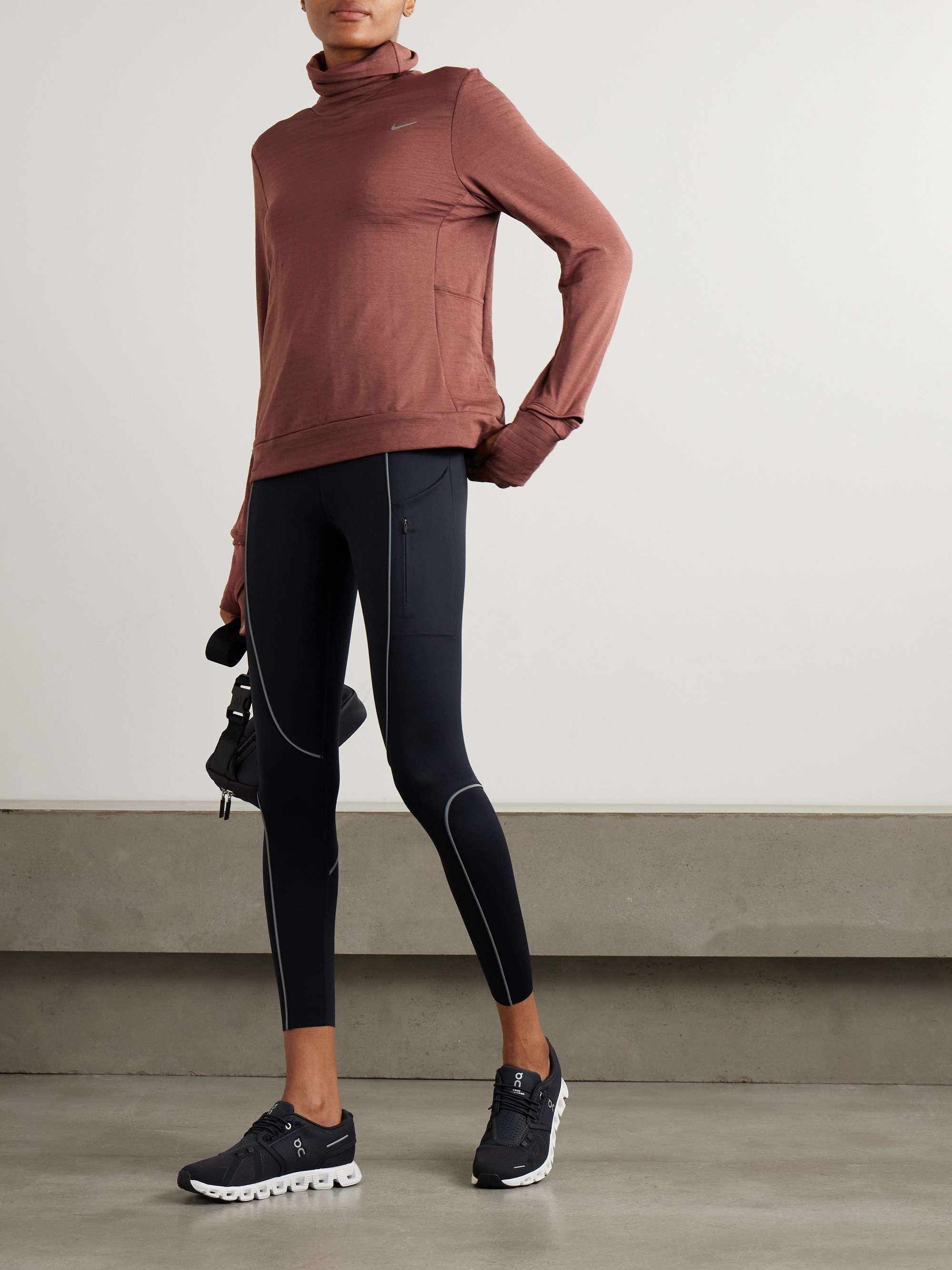 Stretch-jersey turtleneck top view