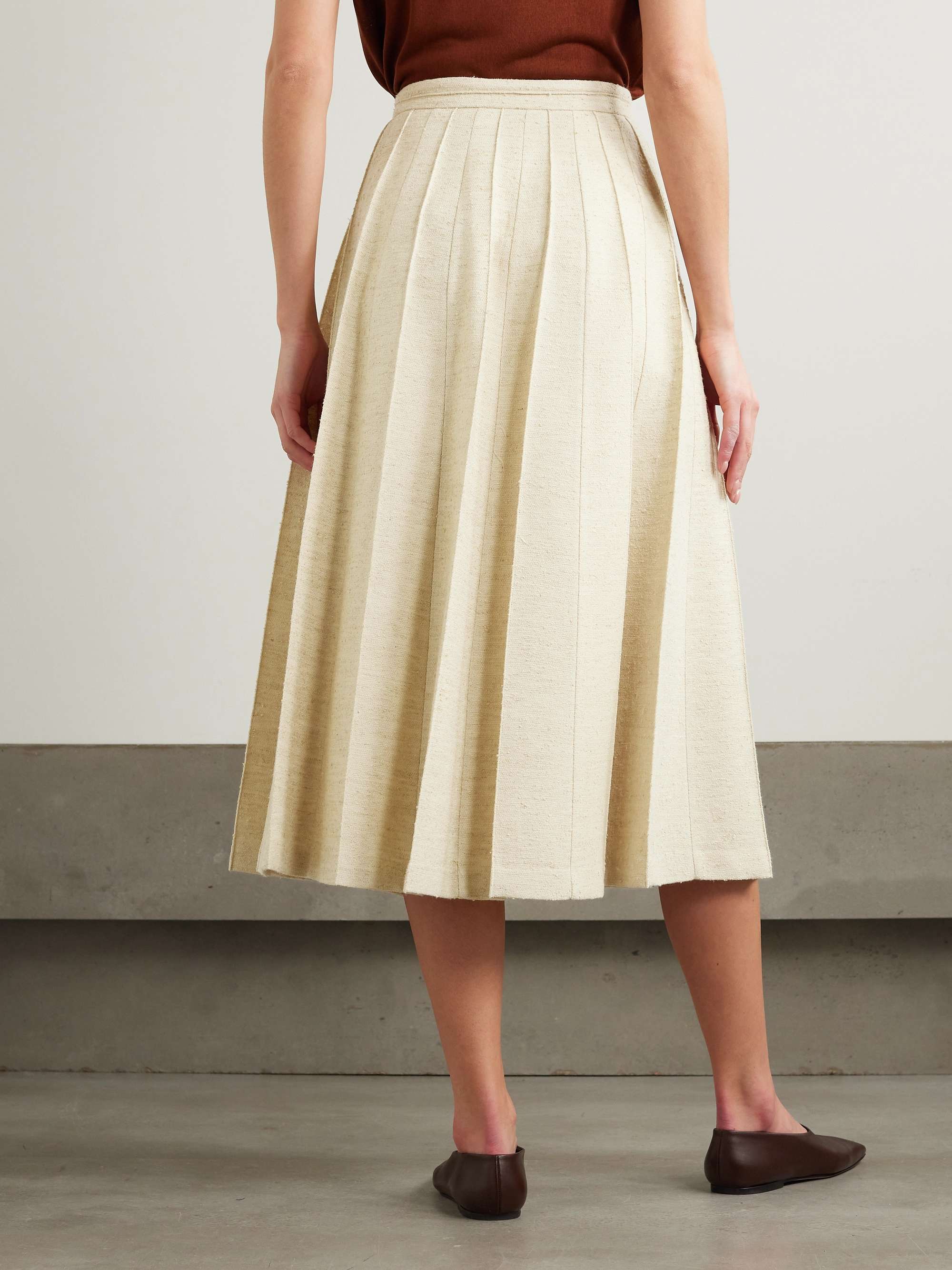 Pleated woven midi skirt view