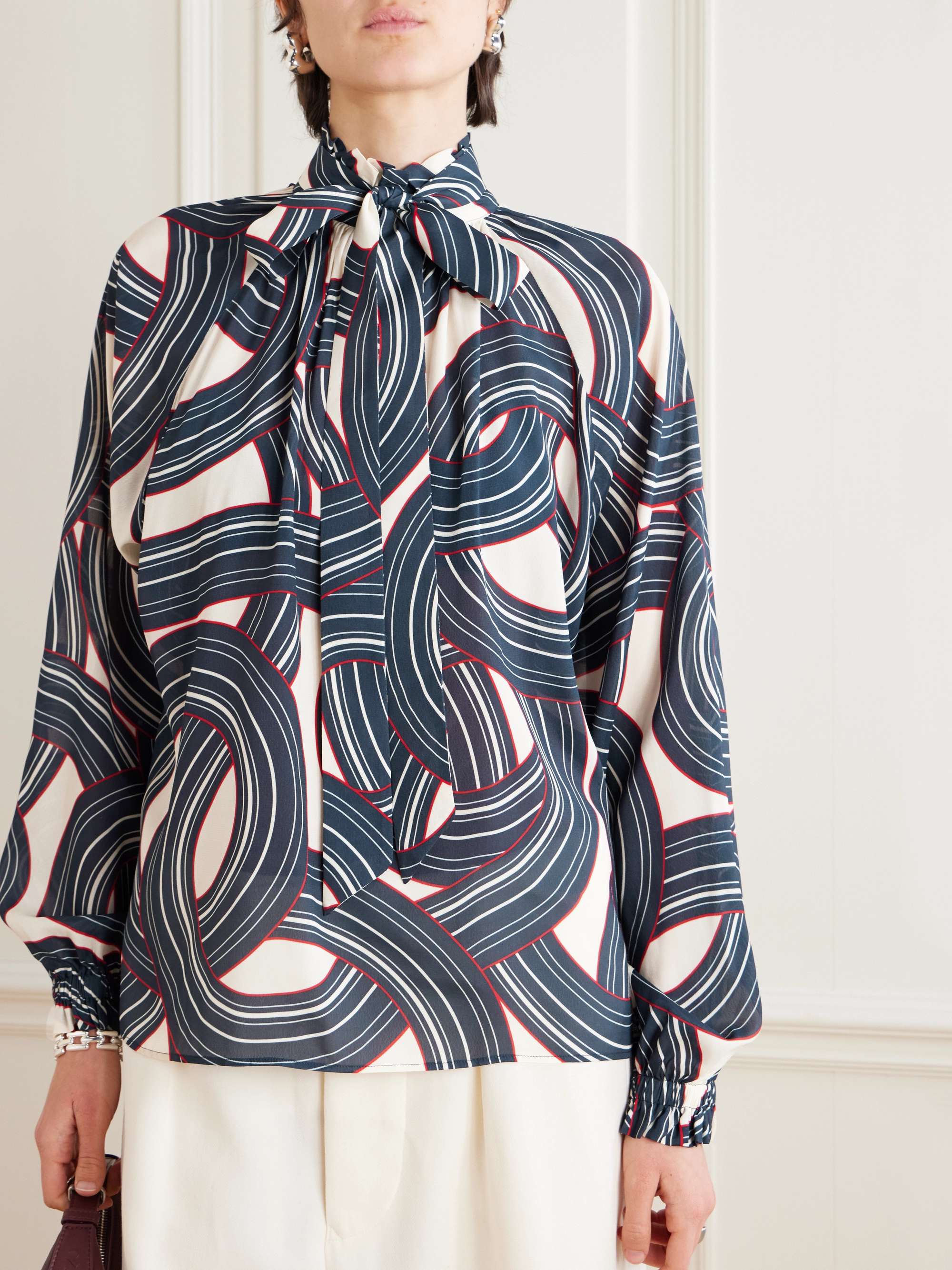 Cerere tie-detailed printed crepe blouse view