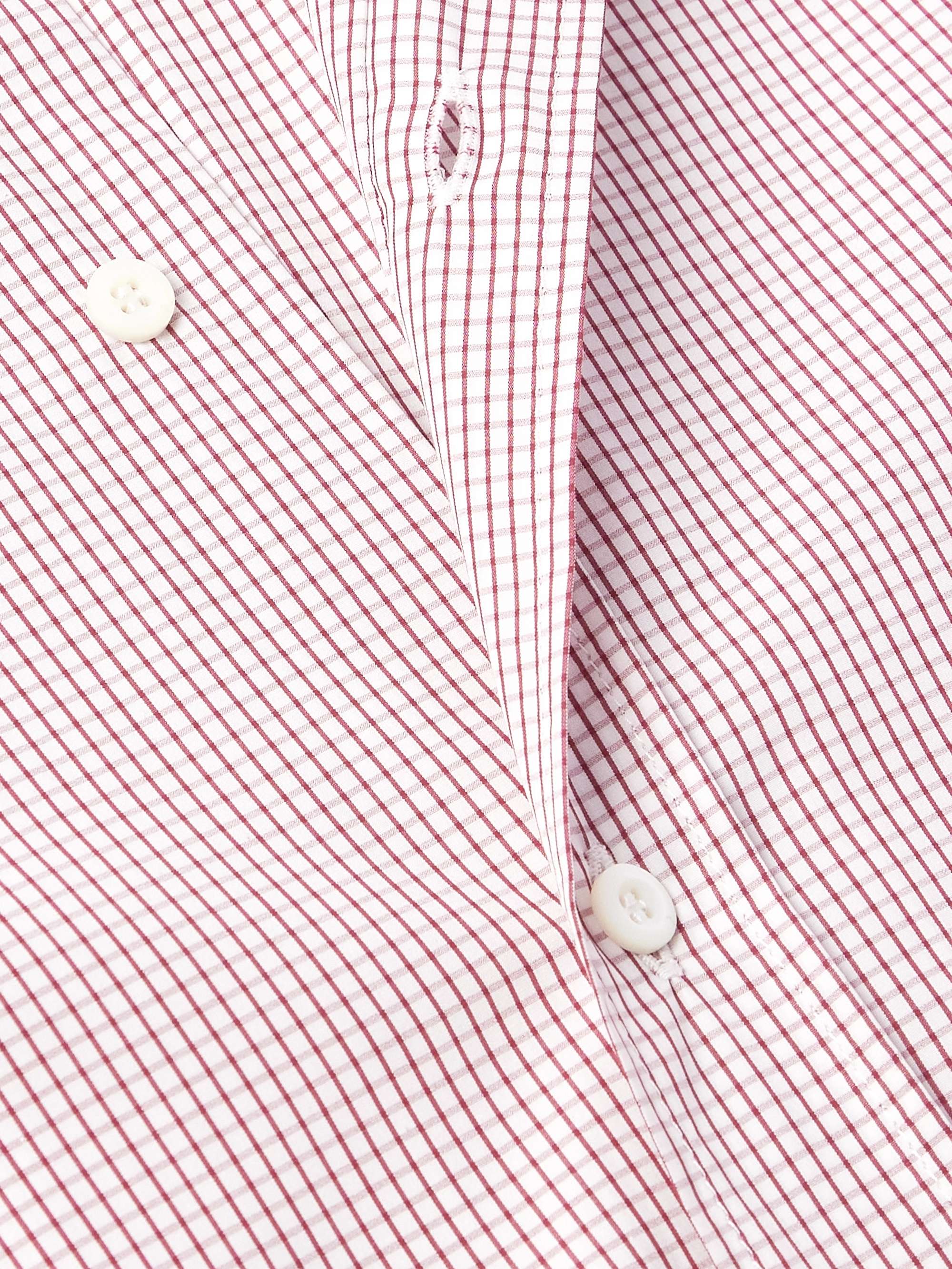 Slim-Fit Button-Down Collar Checked Cotton-Poplin Shirt view