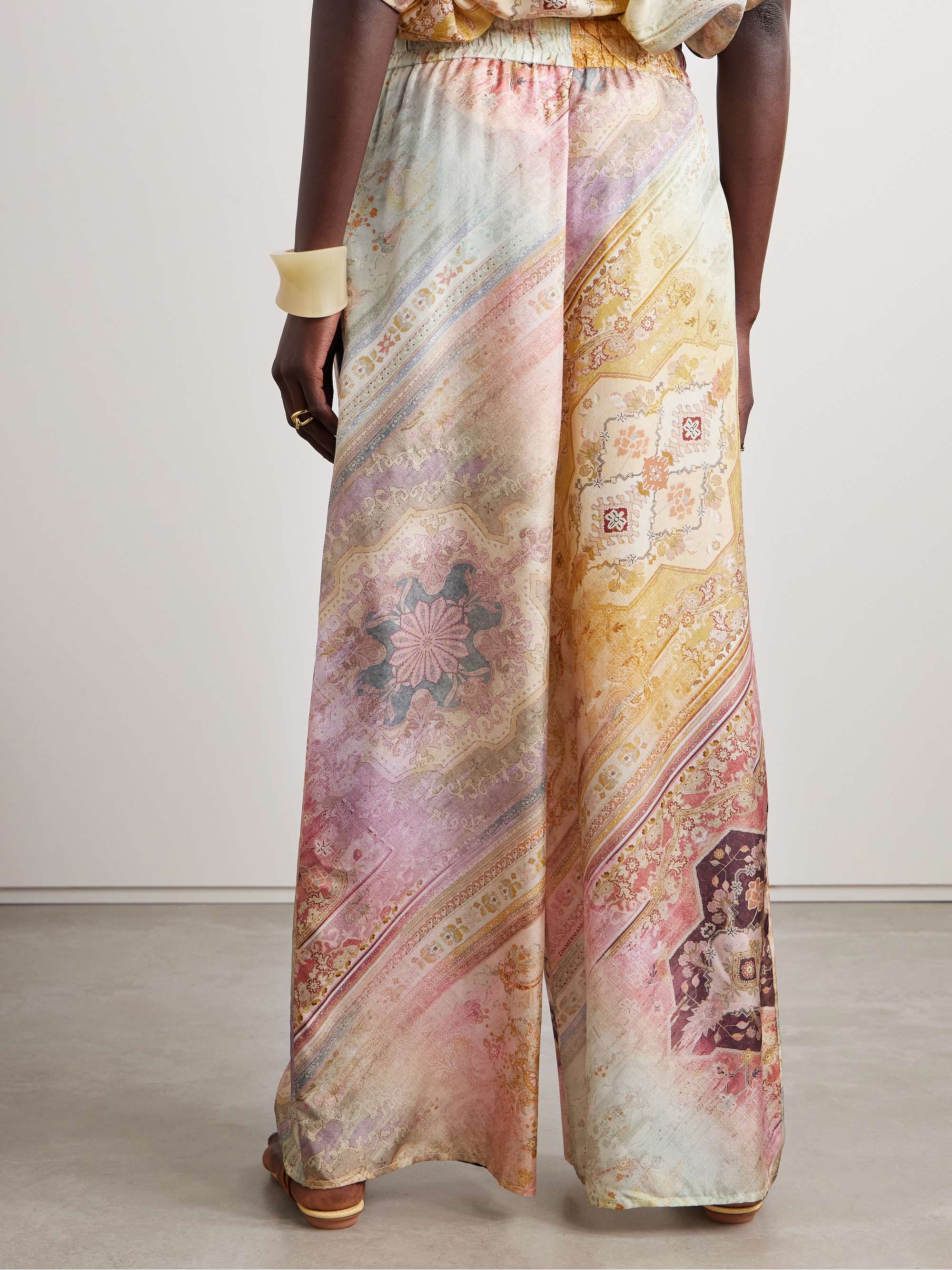 Tallow printed silk wide-leg pants view