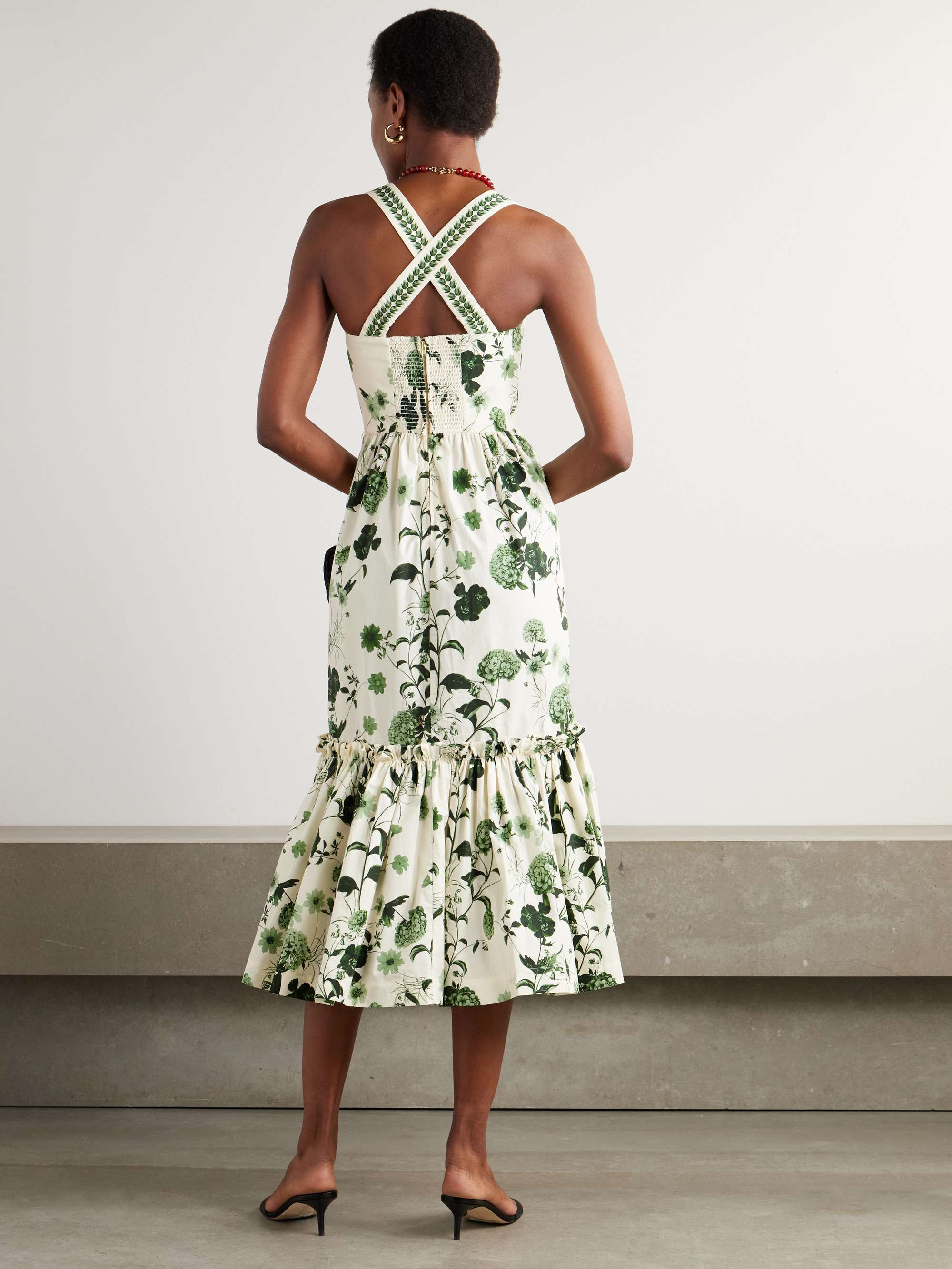 Julietta belted ruffled floral-print cotton-poplin midi dress view