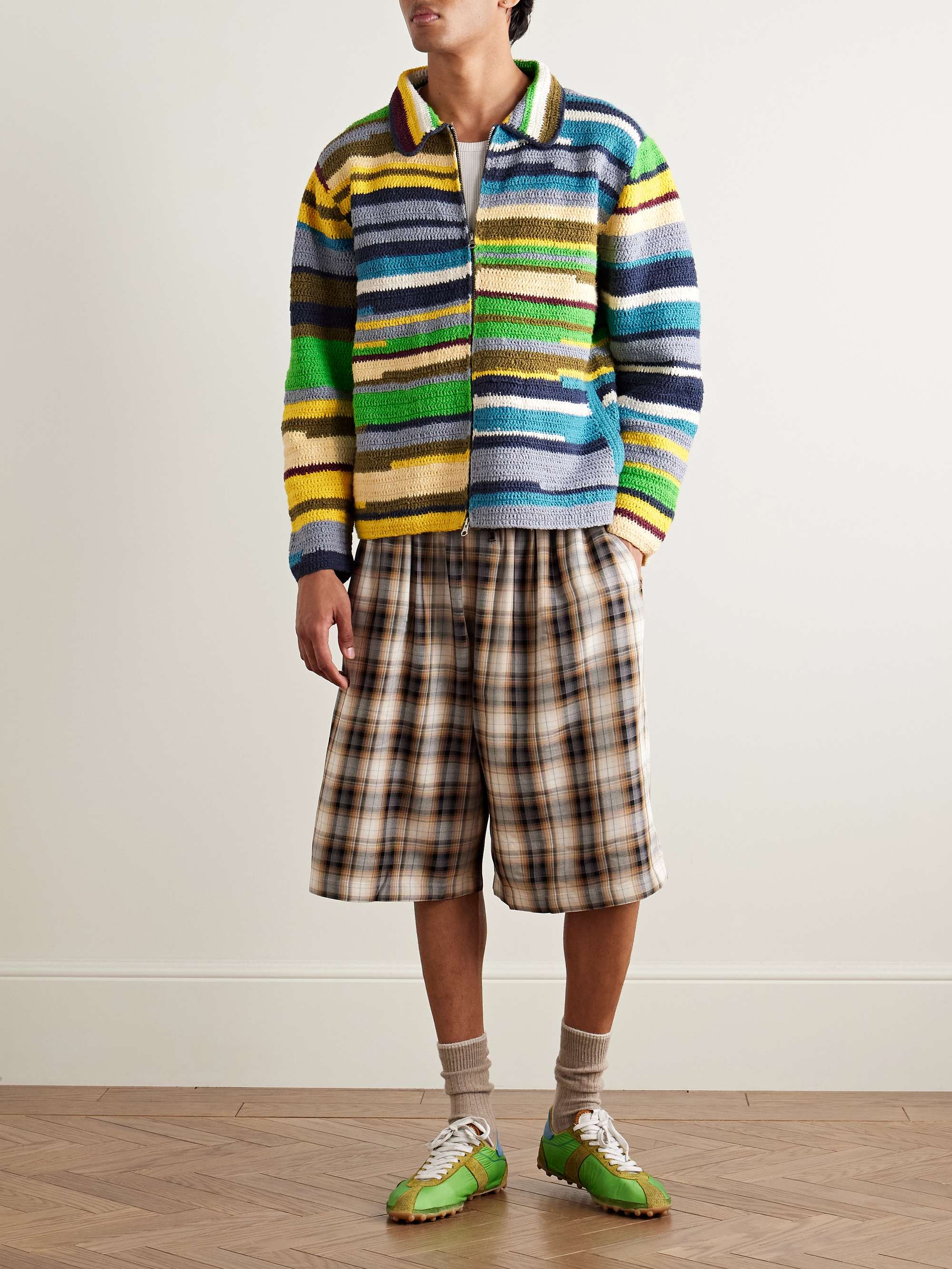 Striped Crocheted Organic Cotton Jacket view