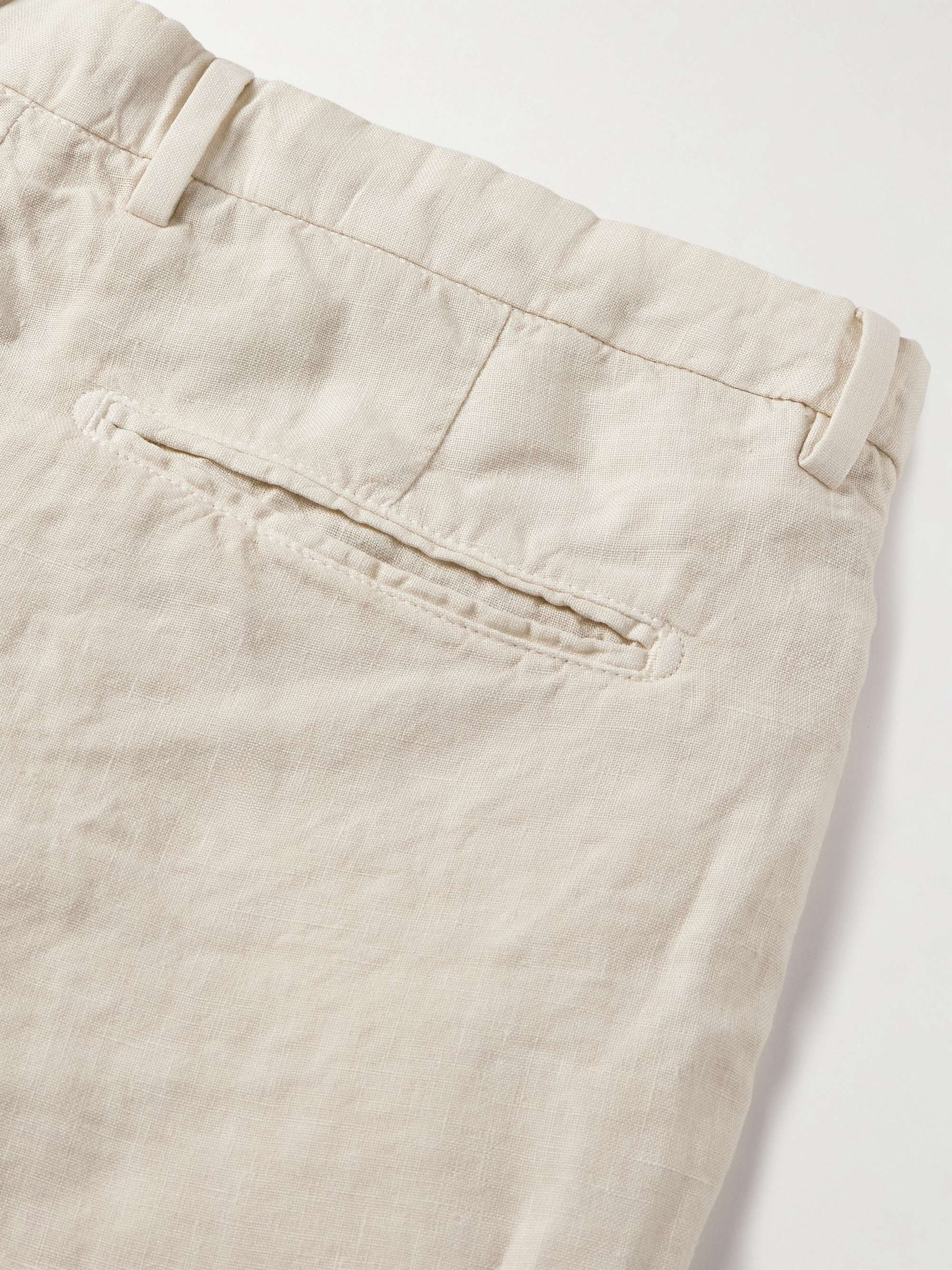 Straight-Leg Pleated Linen Shorts view