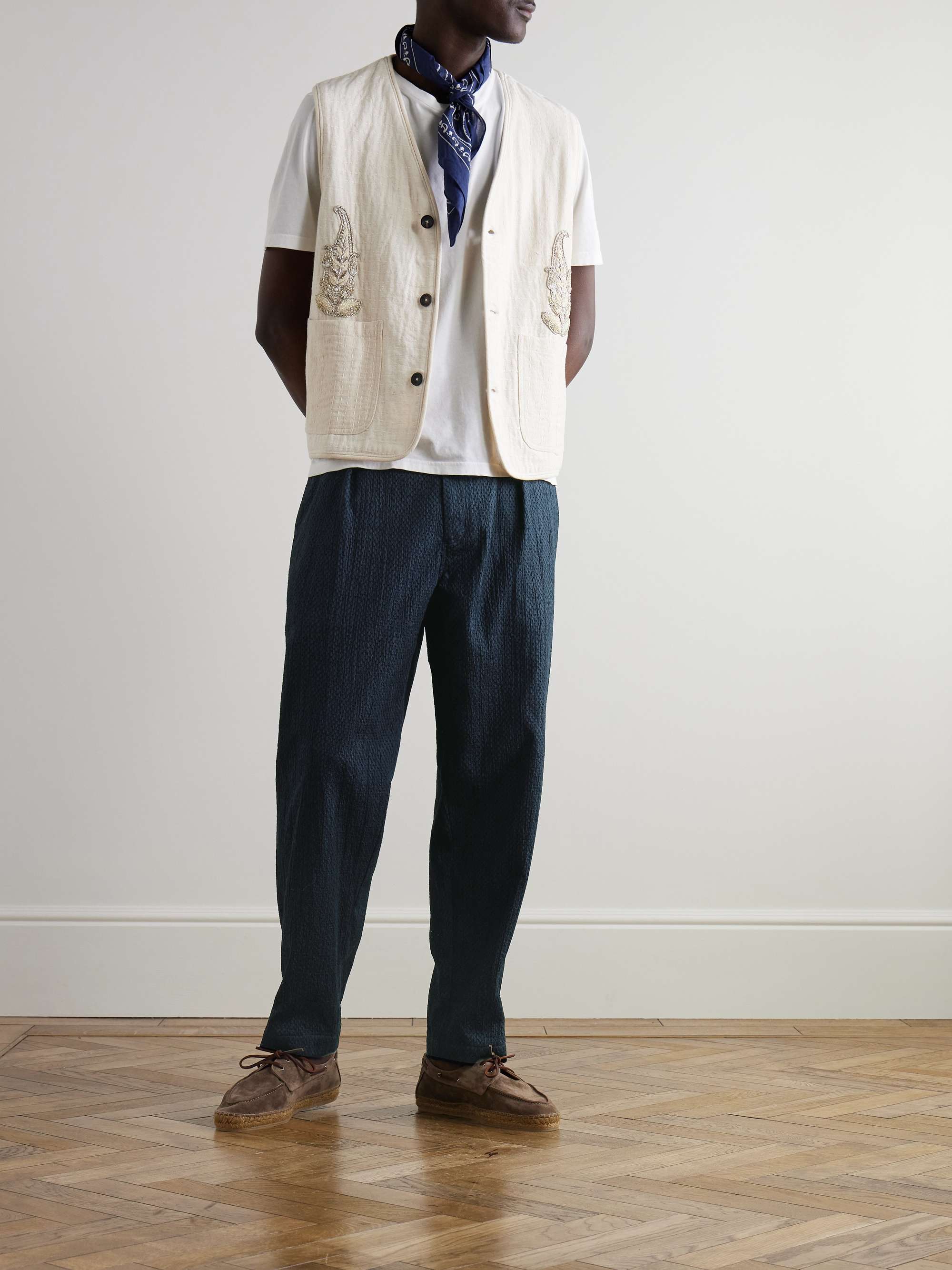 Tapered Broderie Anglaise Cotton Trousers view