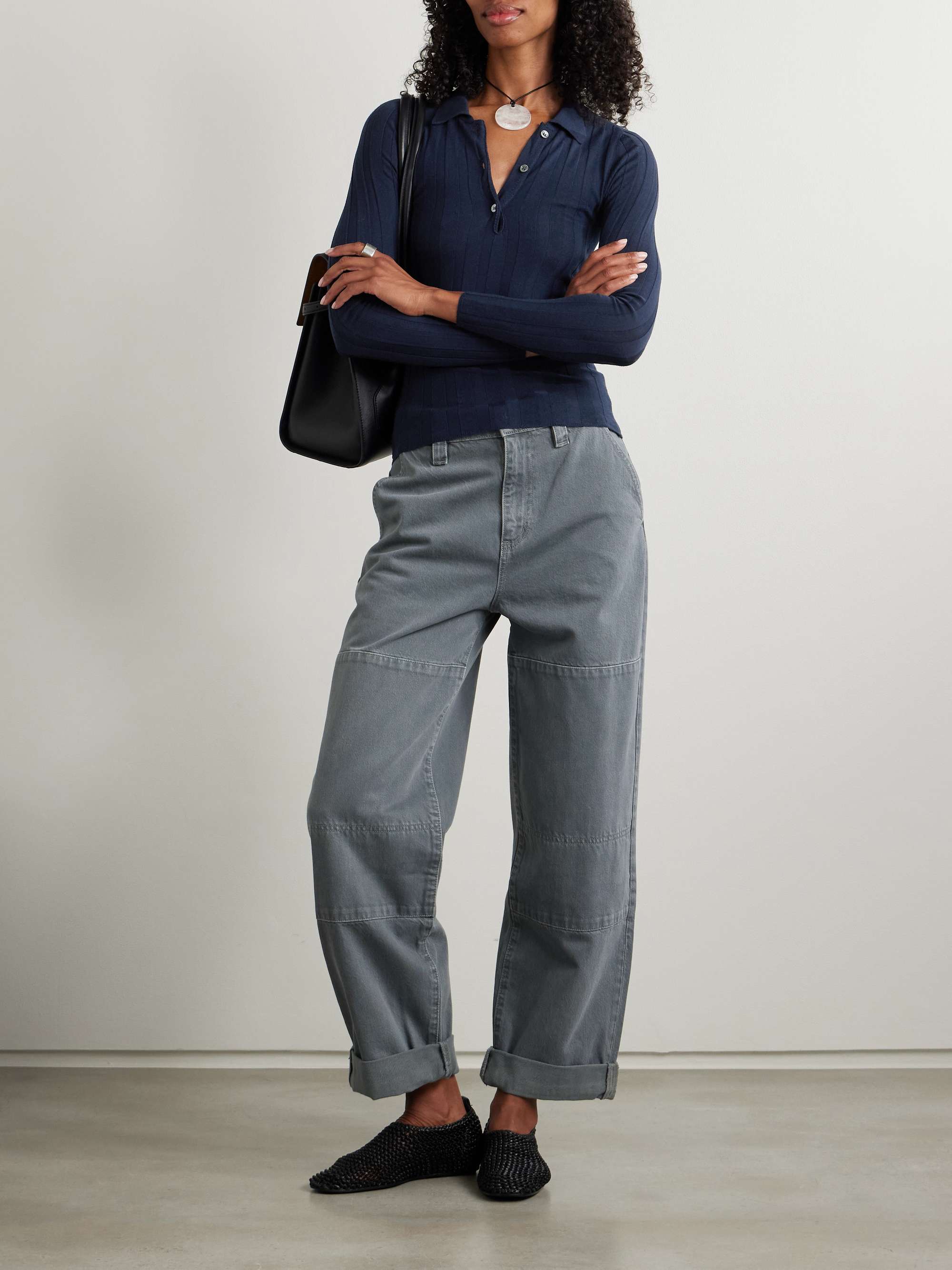 Ribbed wool polo shirt view