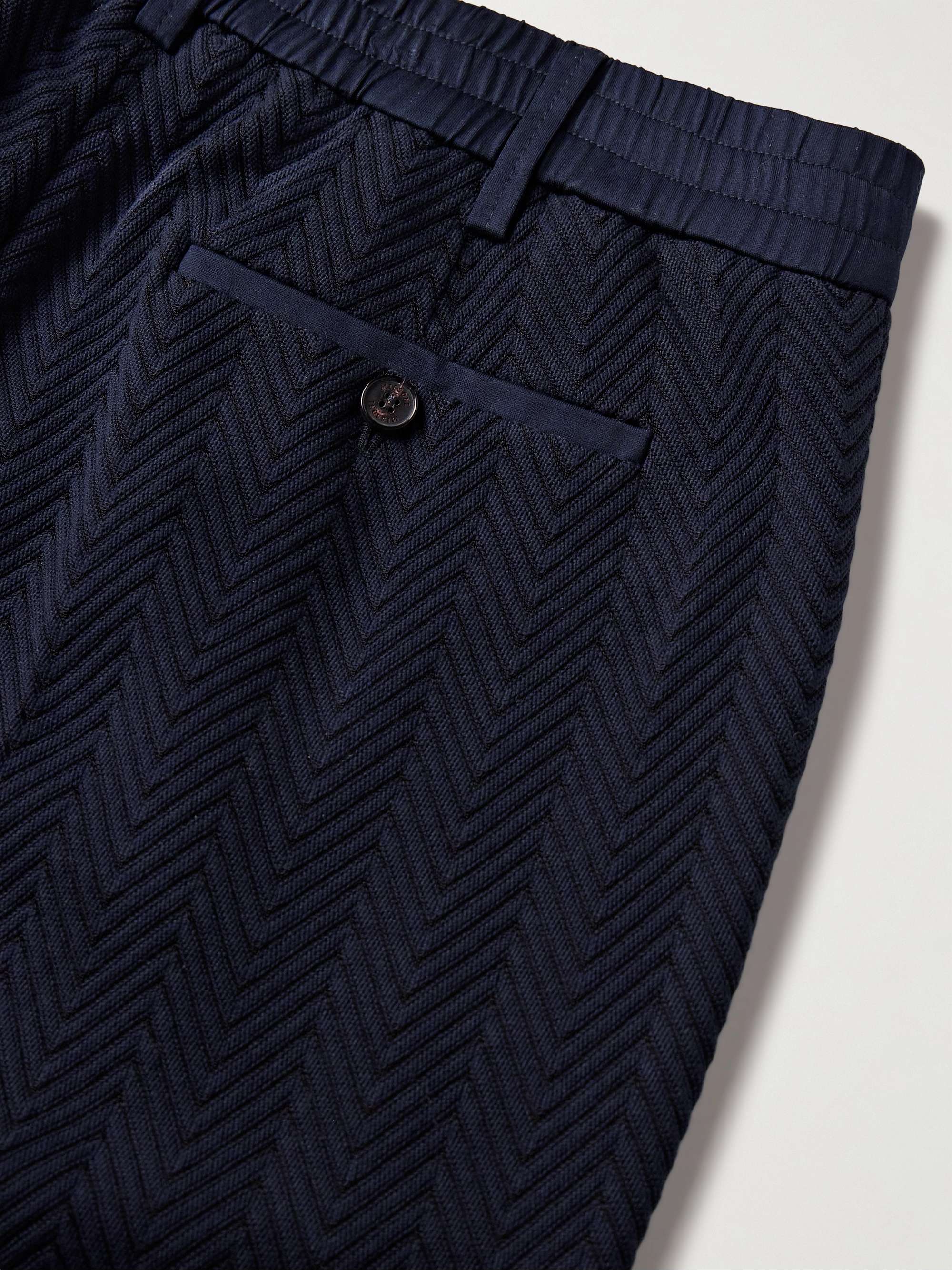Raschel Tapered Cotton-Blend Jacquard Trousers view