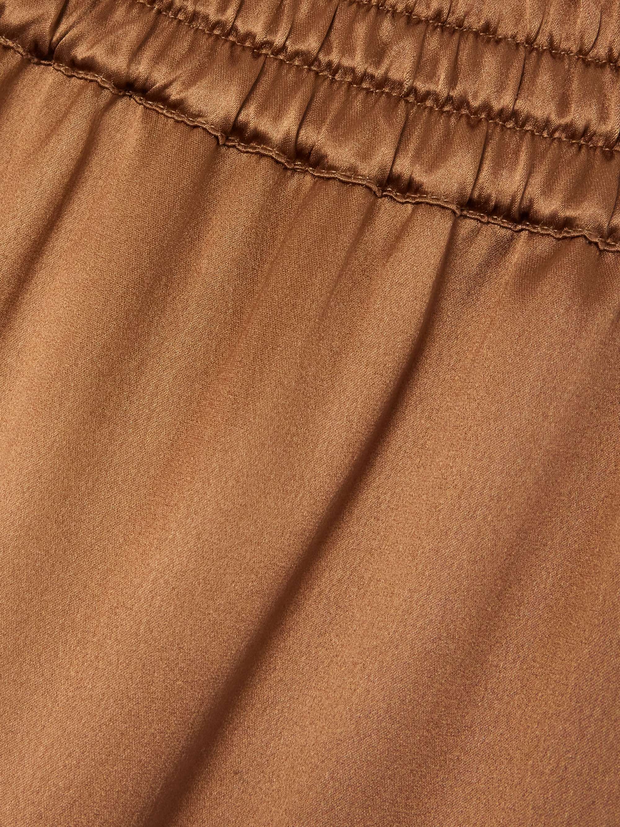 Silk-satin straight-leg pajama pants view