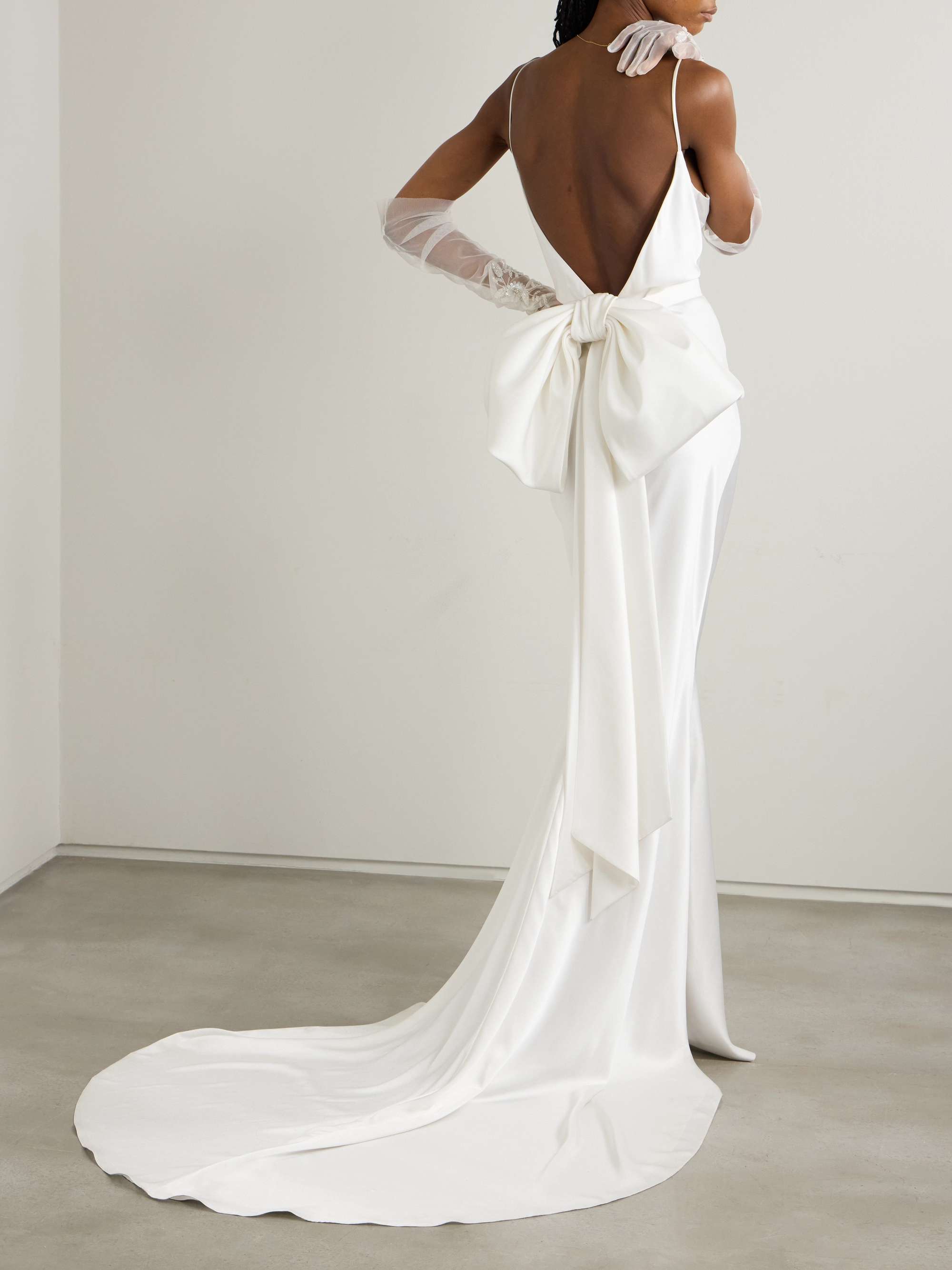 India bow-detailed satin gown view
