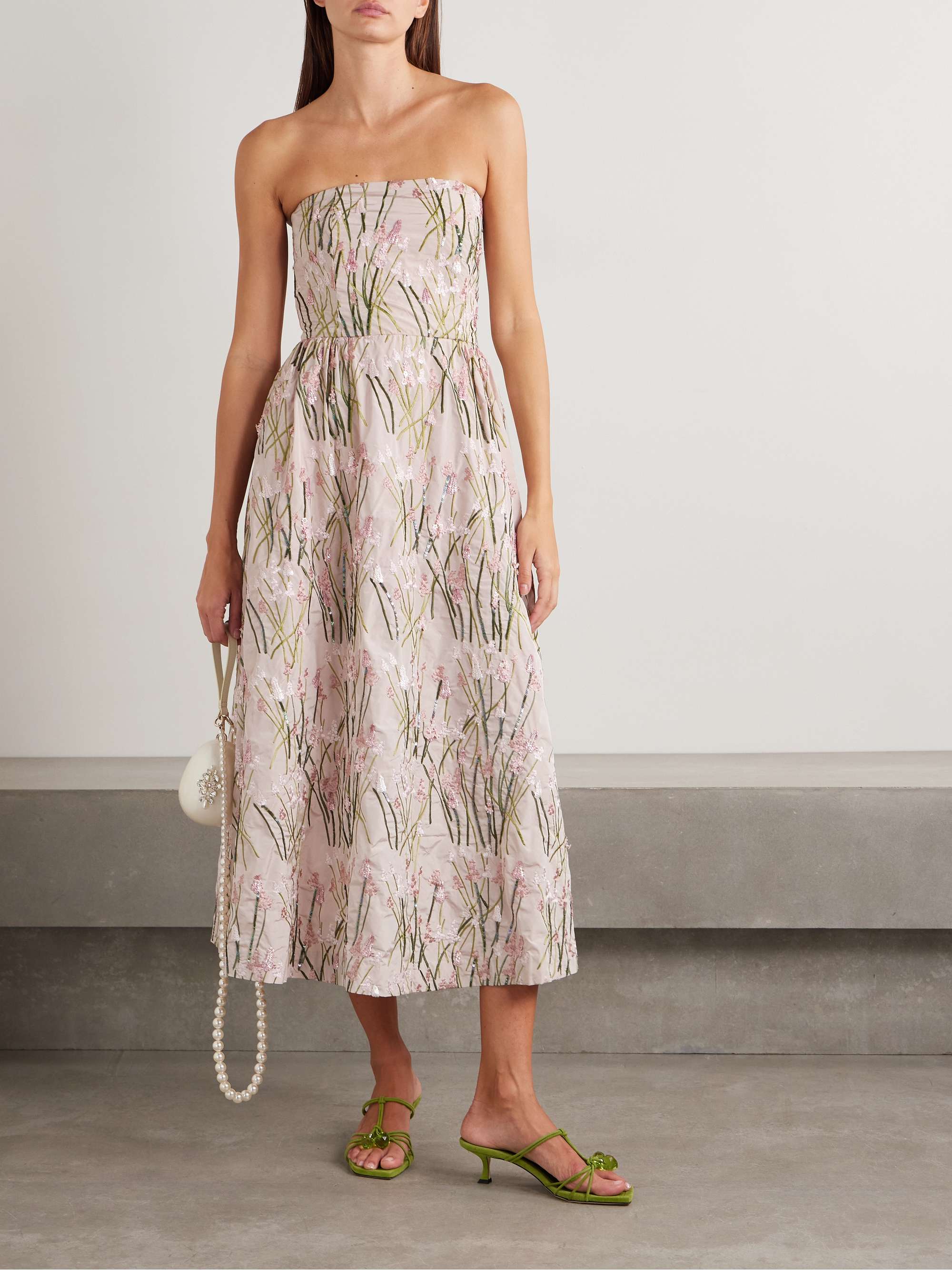 Dette strapless sequin-embellished embroidered taffeta midi dress view