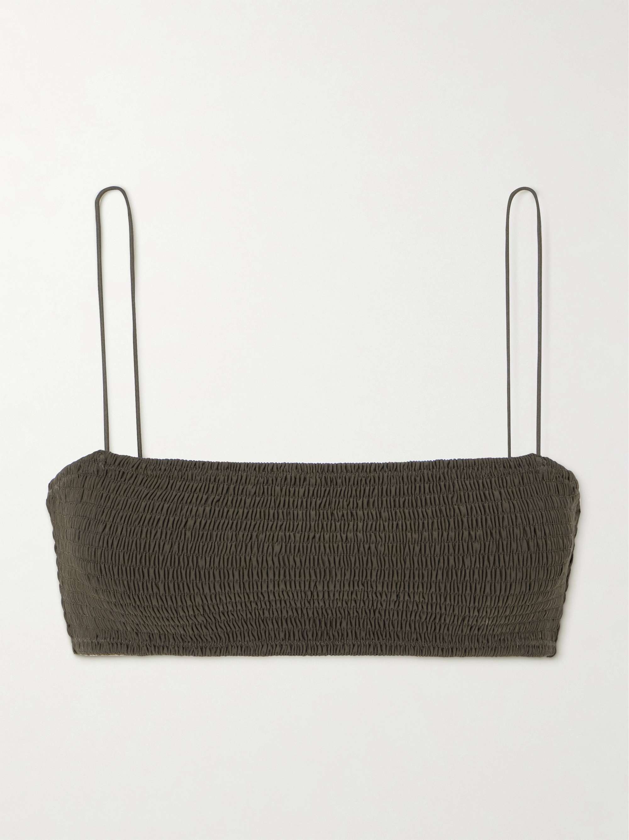 Shirred recycled bikini top view