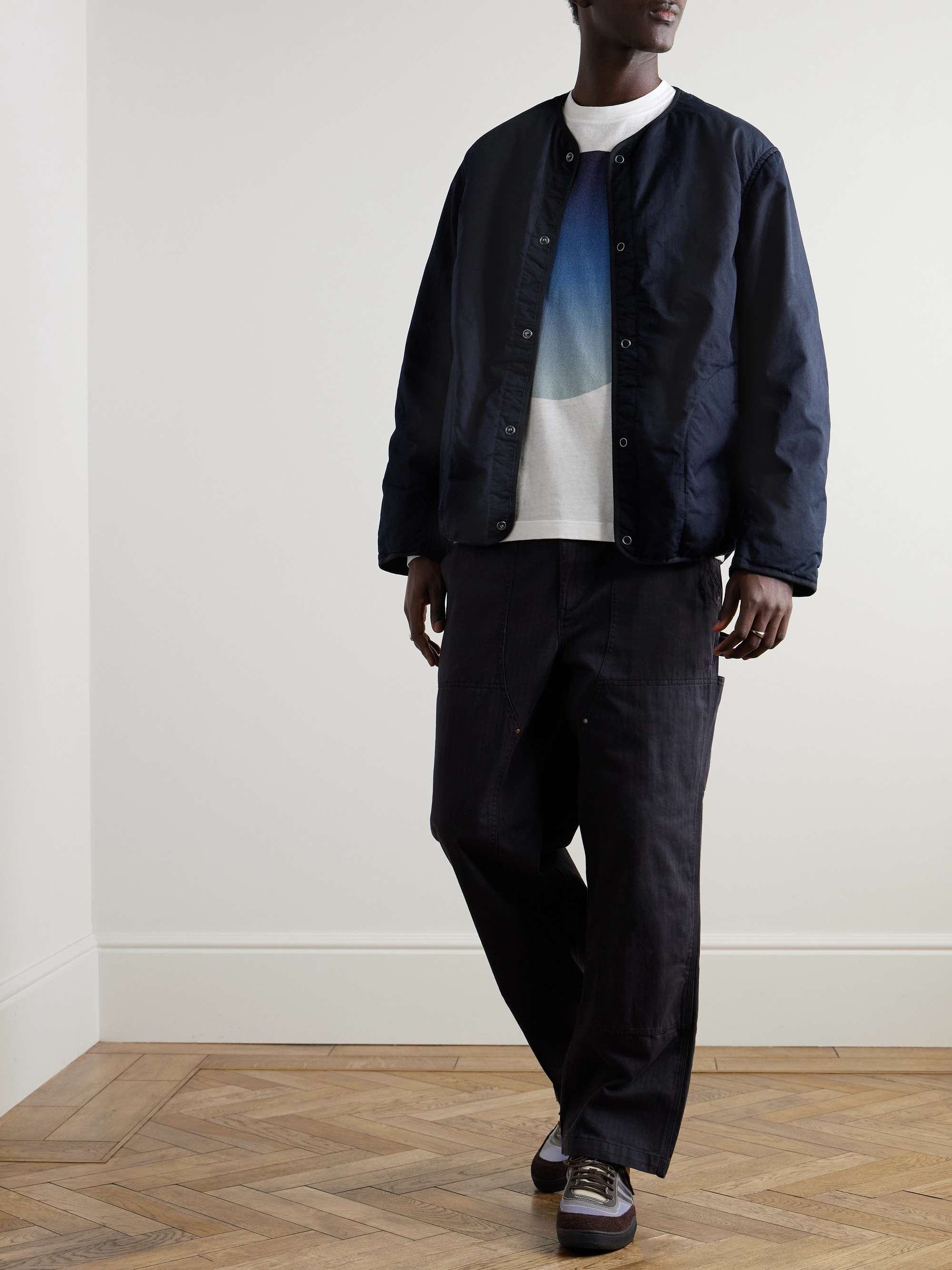 Padded Indigo-Dyed Cotton-Blend Shell Jacket view