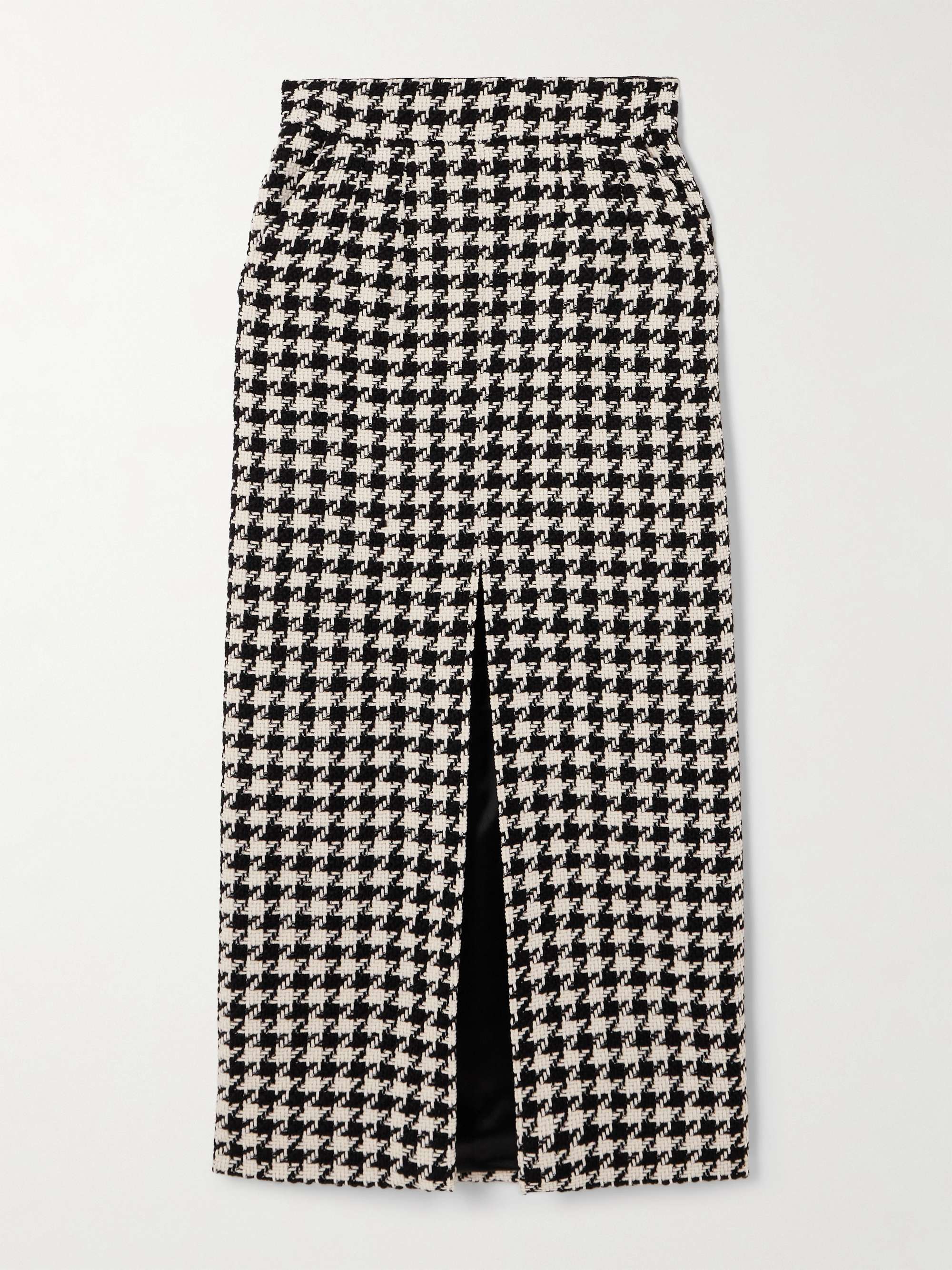 Houndstooth wool and cotton-blend tweed midi skirt view