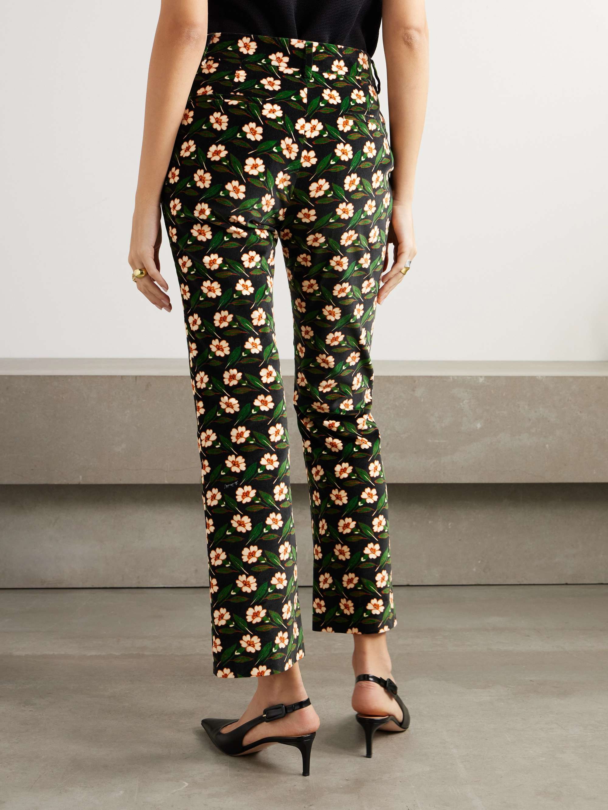 247 cropped printed velvet slim-leg pants view