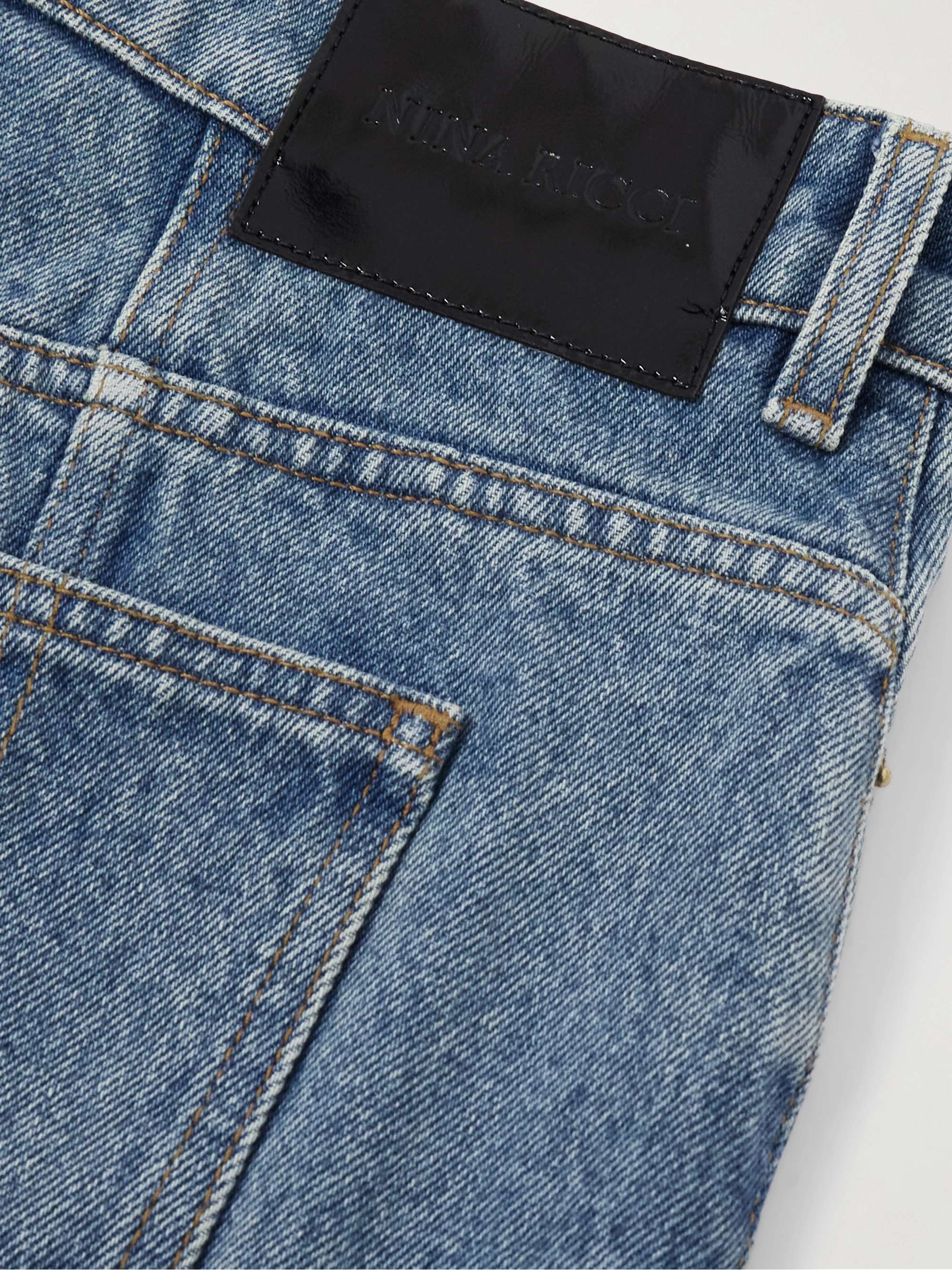 Paneled mid-rise flared jeans view