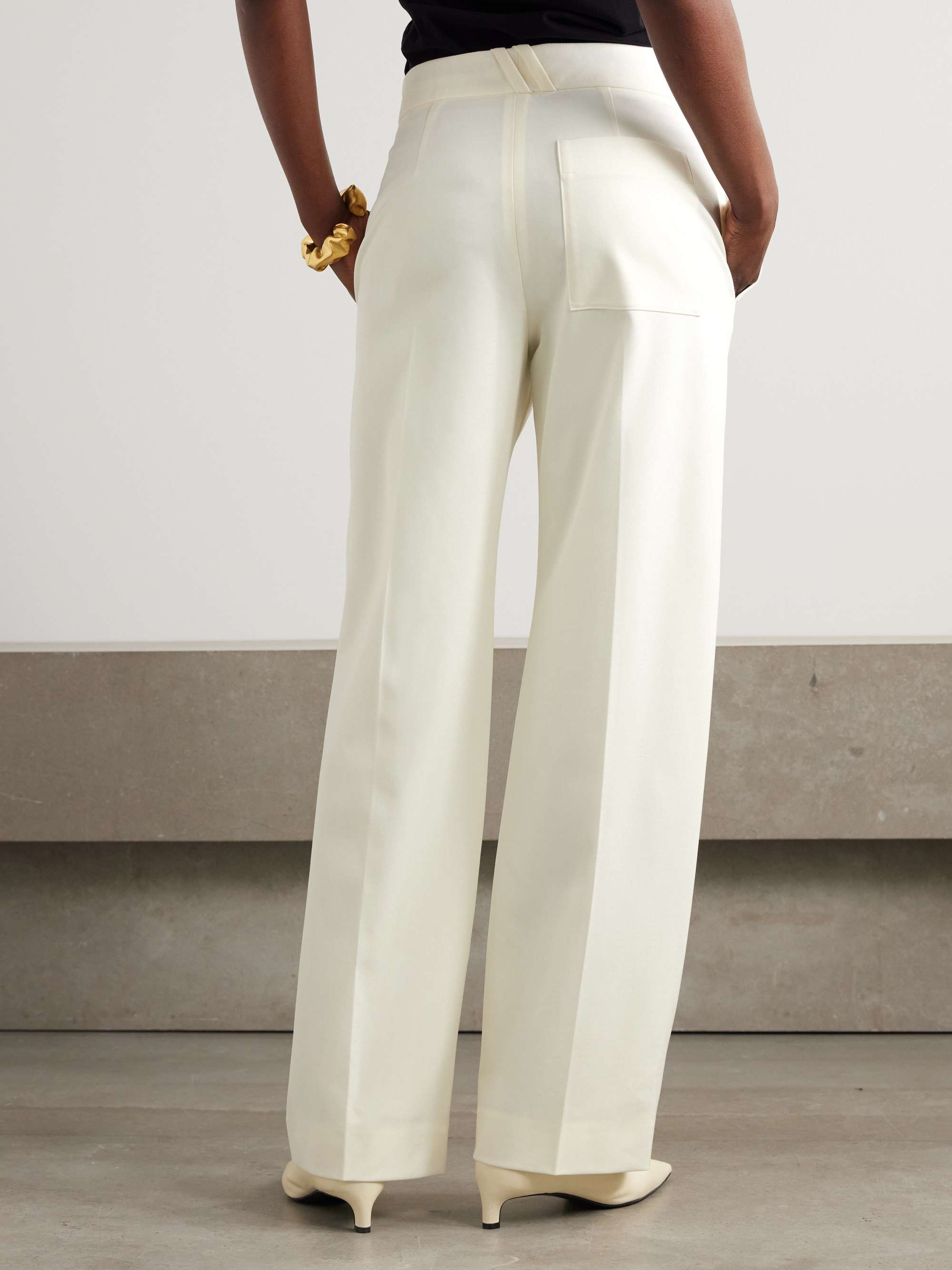 Oliver button-embellished wool-blend gabardine wide-leg pants view