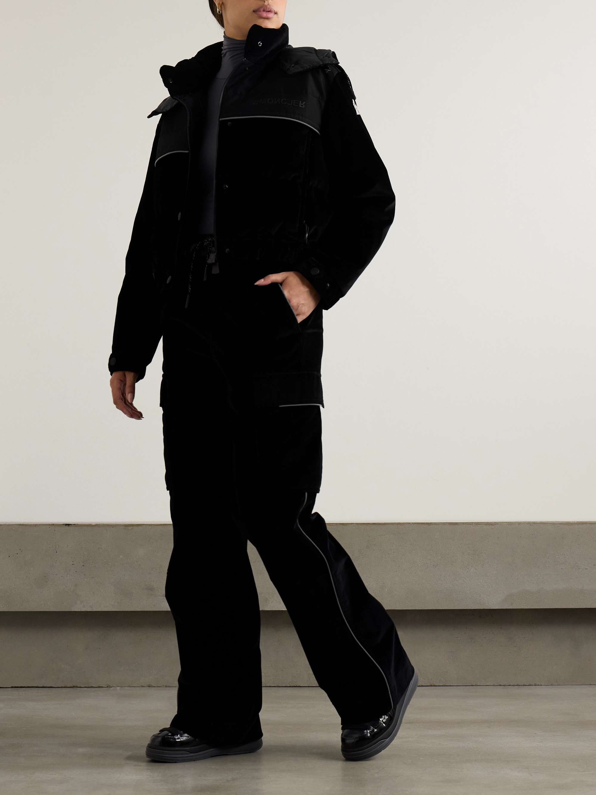Spinas shell and canvas-trimmed quilted stretch-cotton corduroy down jacket view