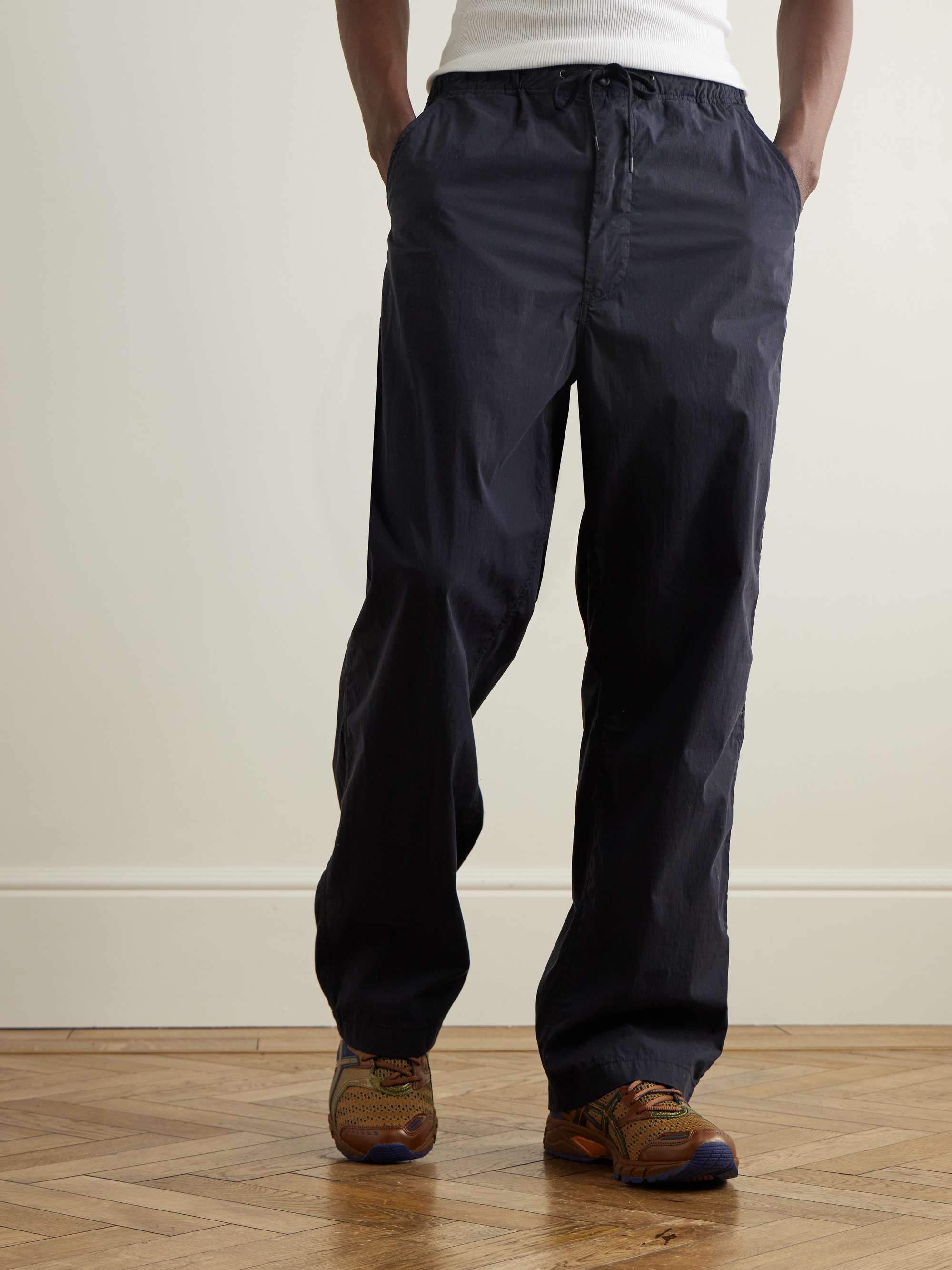 New Yorker Straight-Leg Cotton-Blend Drawstring Trousers view