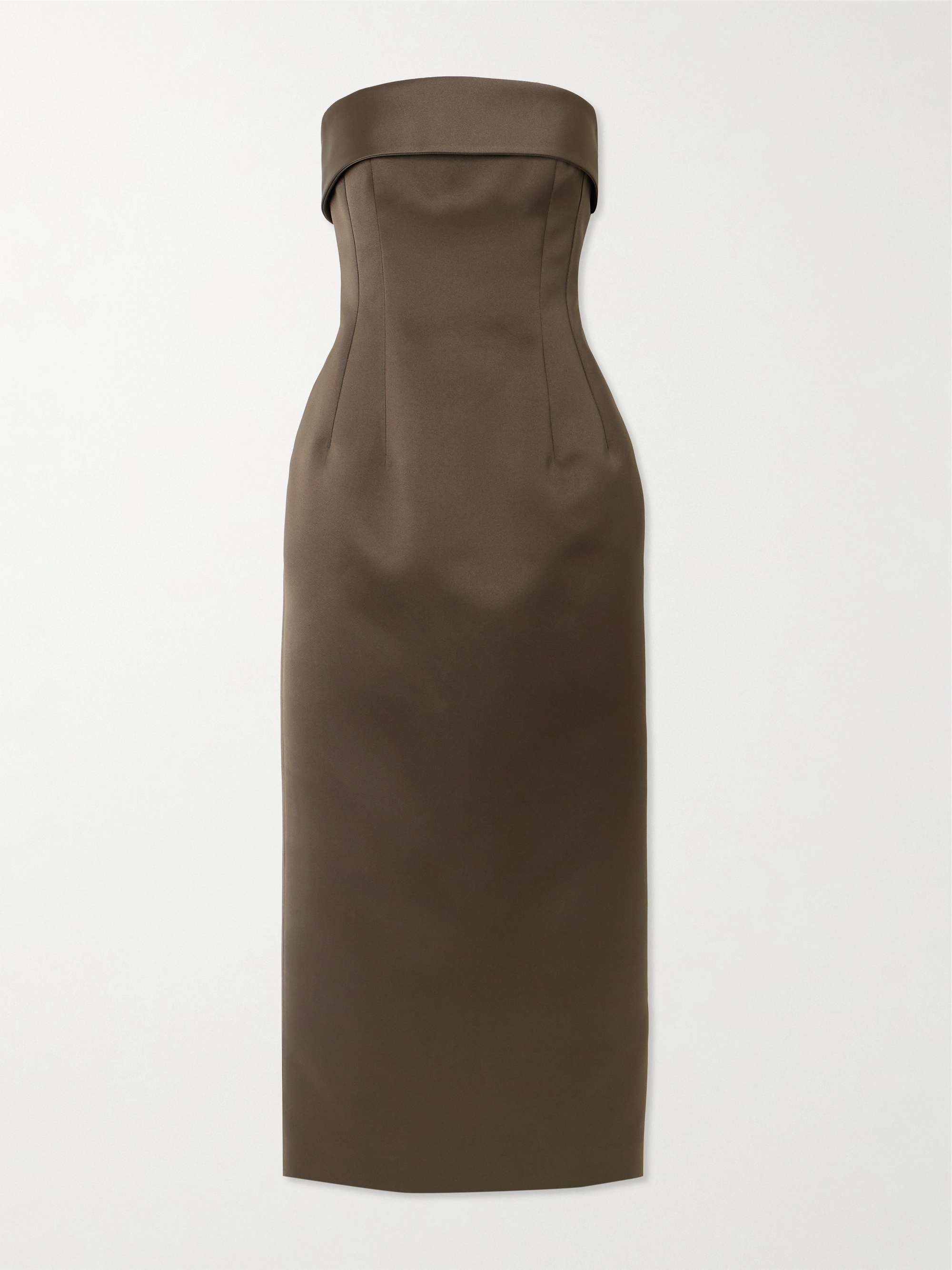 Keeley Mudu strapless duchesse-satin midi dress view