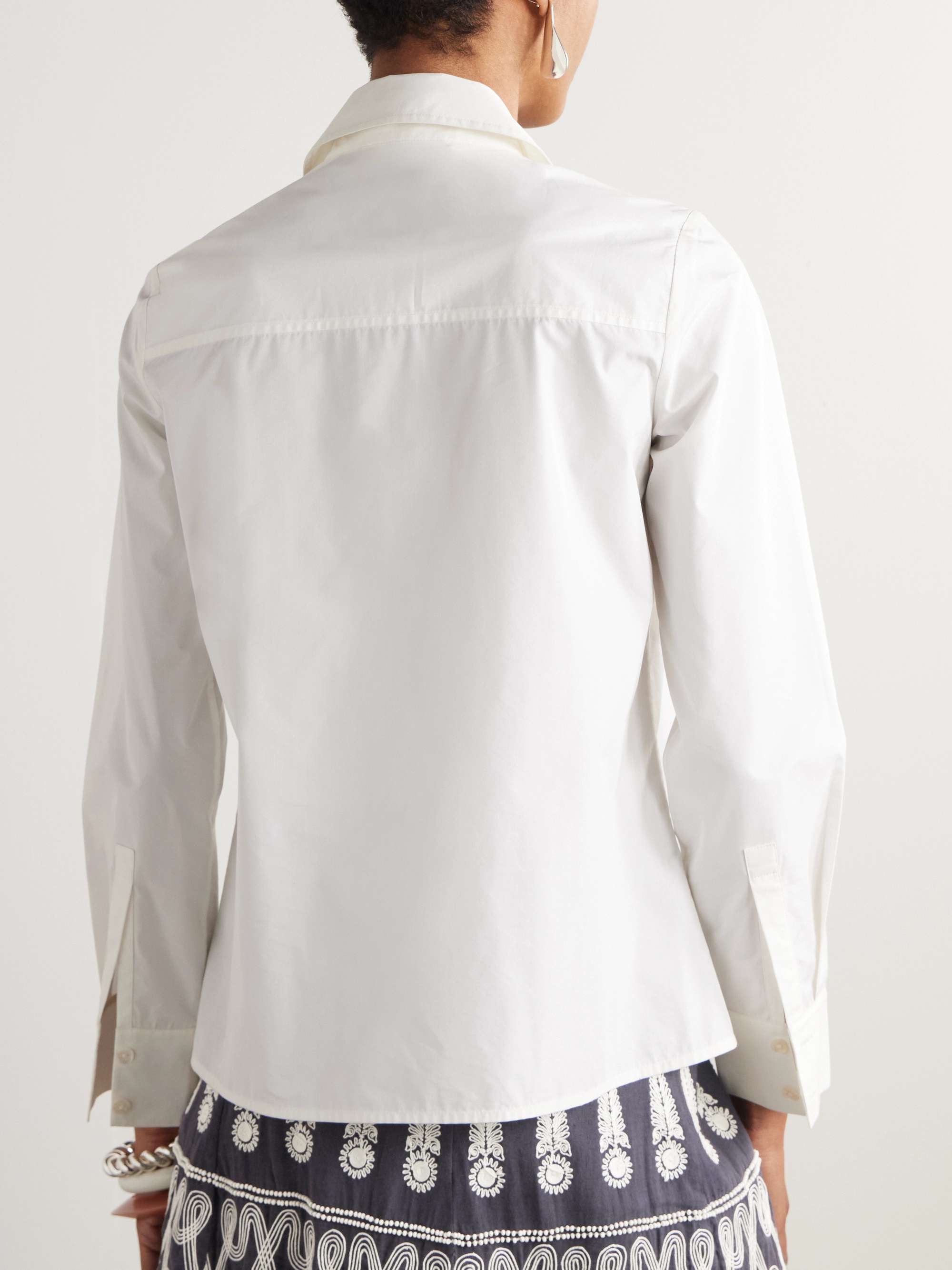 Cassandra bead-embellished embroidered cotton-blend poplin shirt view