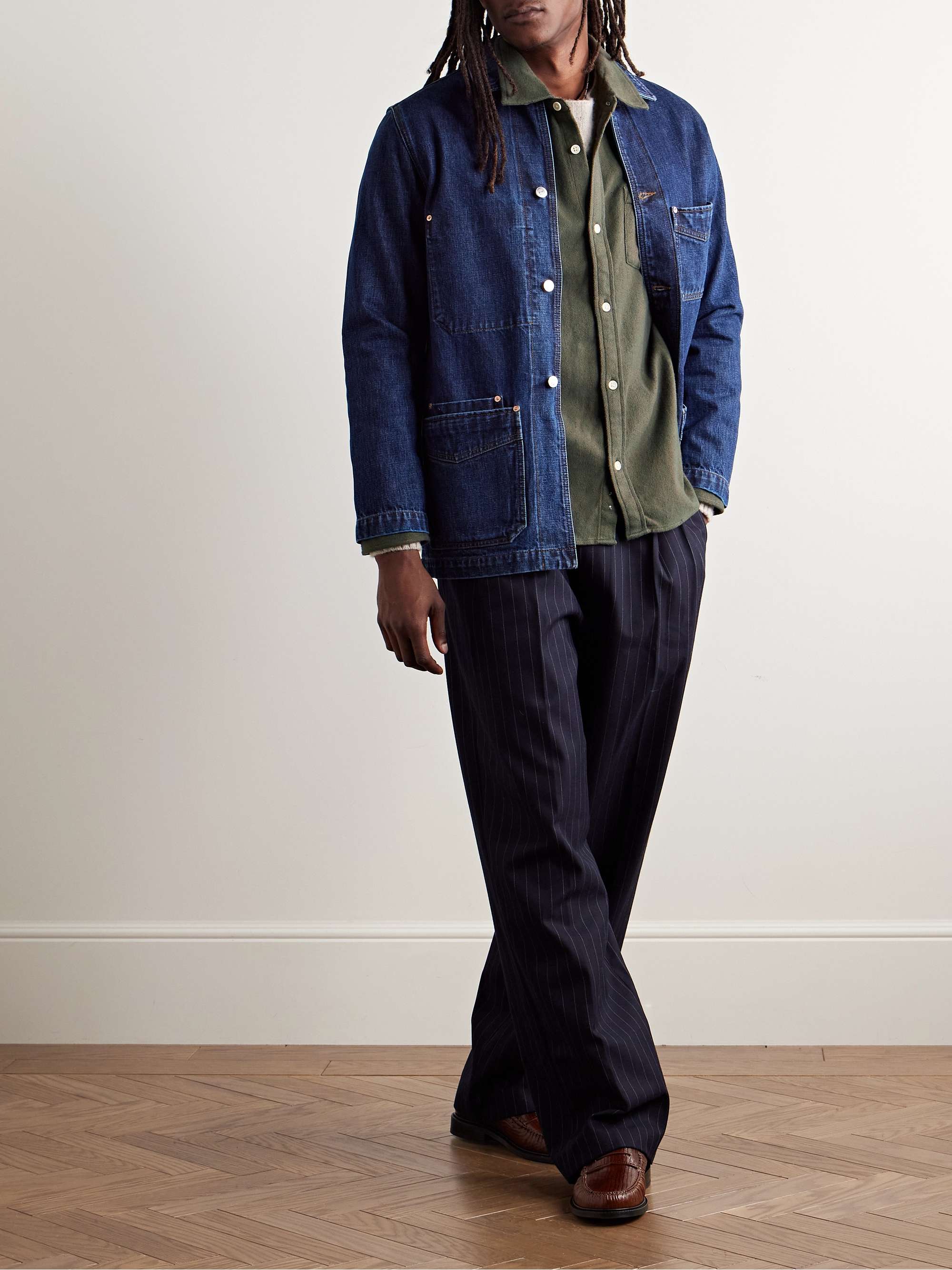 Pin-Dot Brushed Cotton-Flannel Shirt view