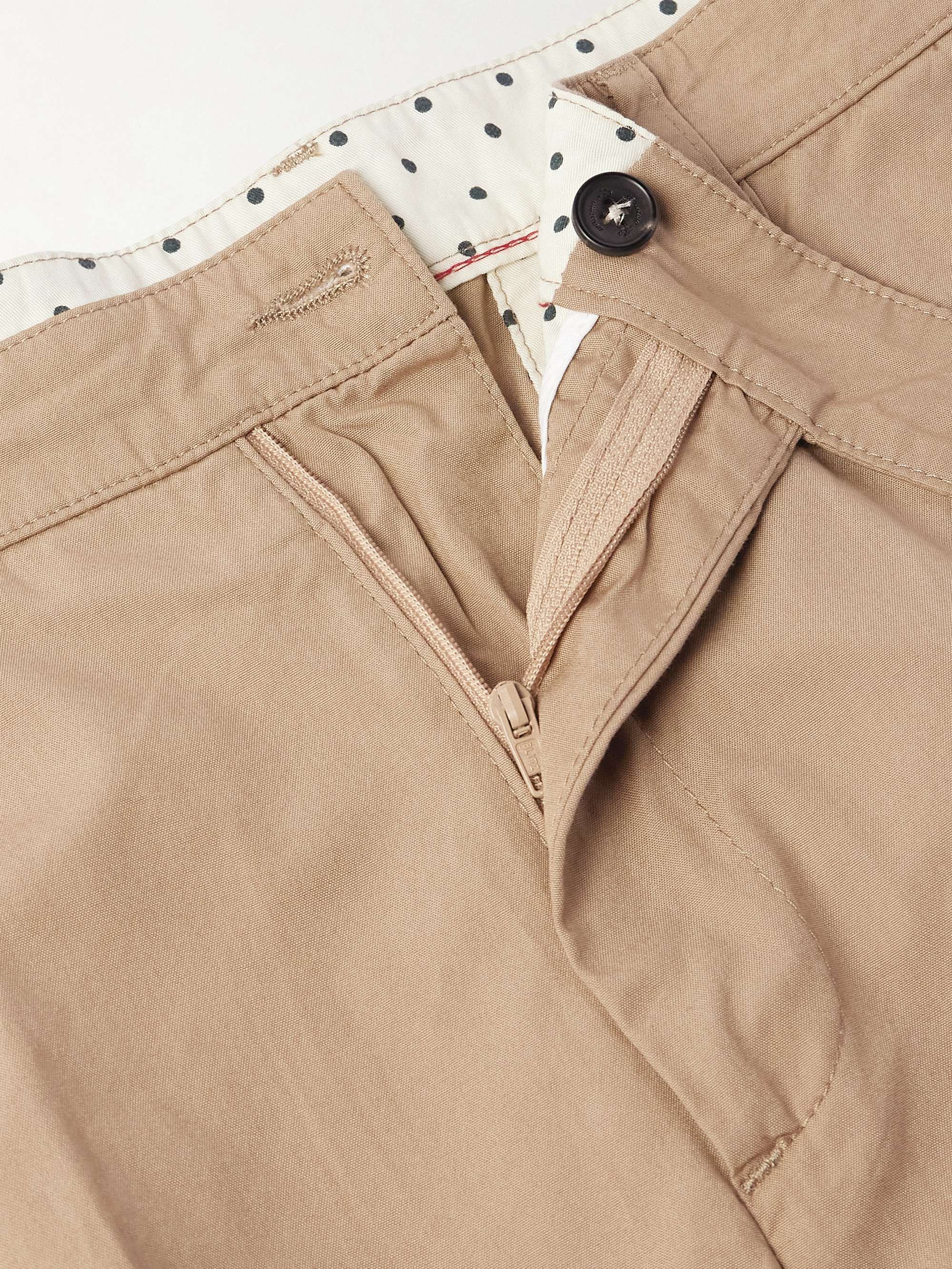 Slim-Fit Straight-Leg Pleated Cotton Trousers view