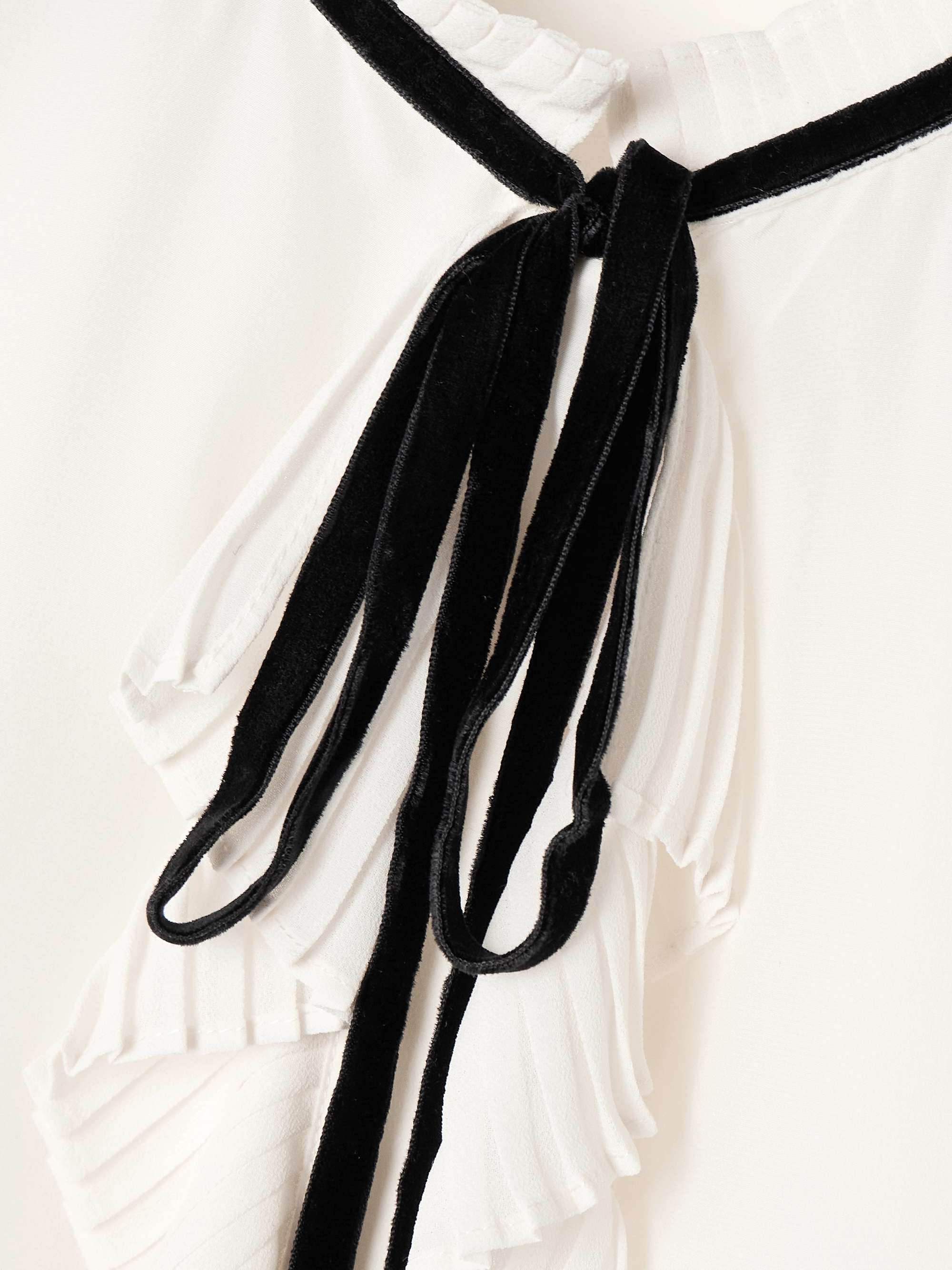 Tie-detailed ruffled silk crepe de chine blouse view