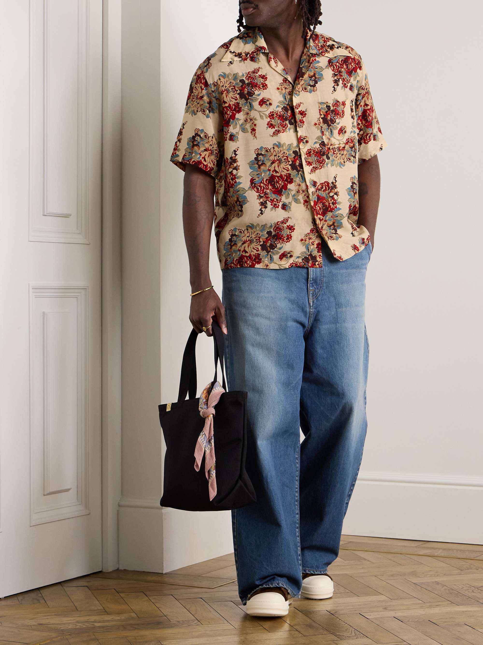 Camp-Collar Floral-Print Woven Shirt view
