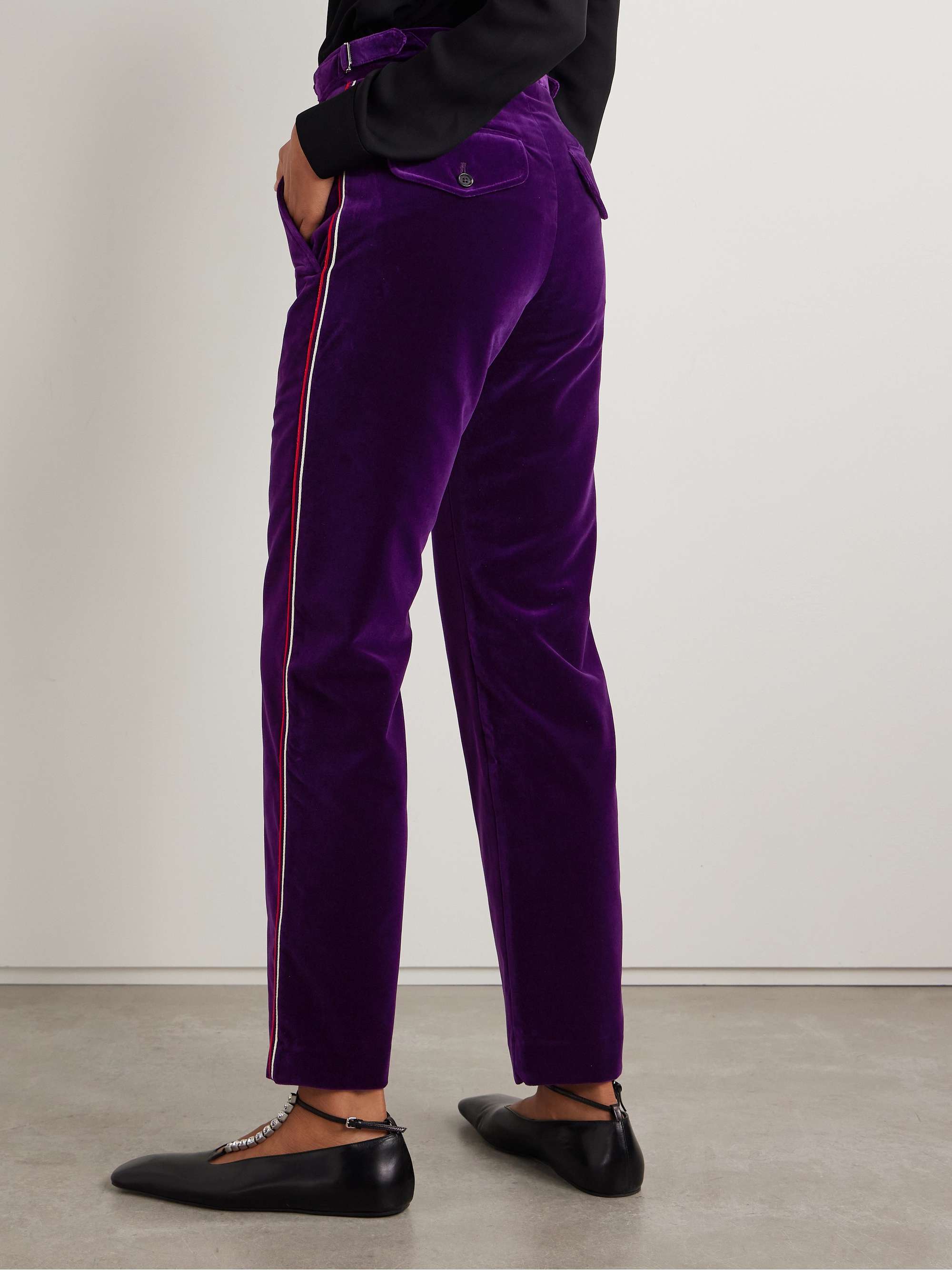 Showcase striped cotton-velvet straight-leg pants view