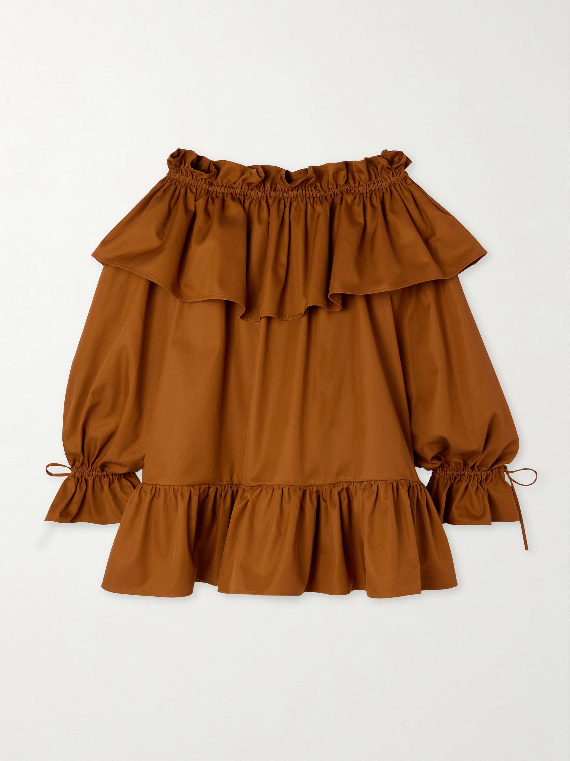 Off-the-shoulder ruffled cotton-twill mini dress view