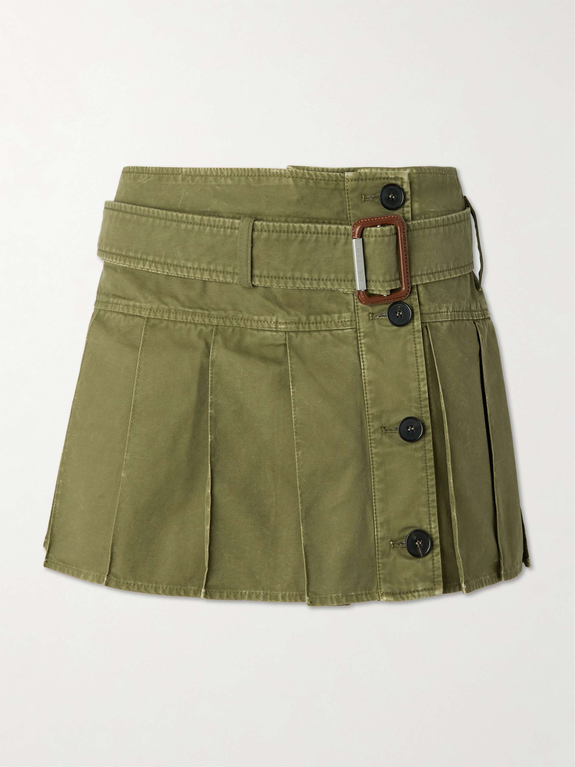 Belted pleated cotton-twill mini skirt view