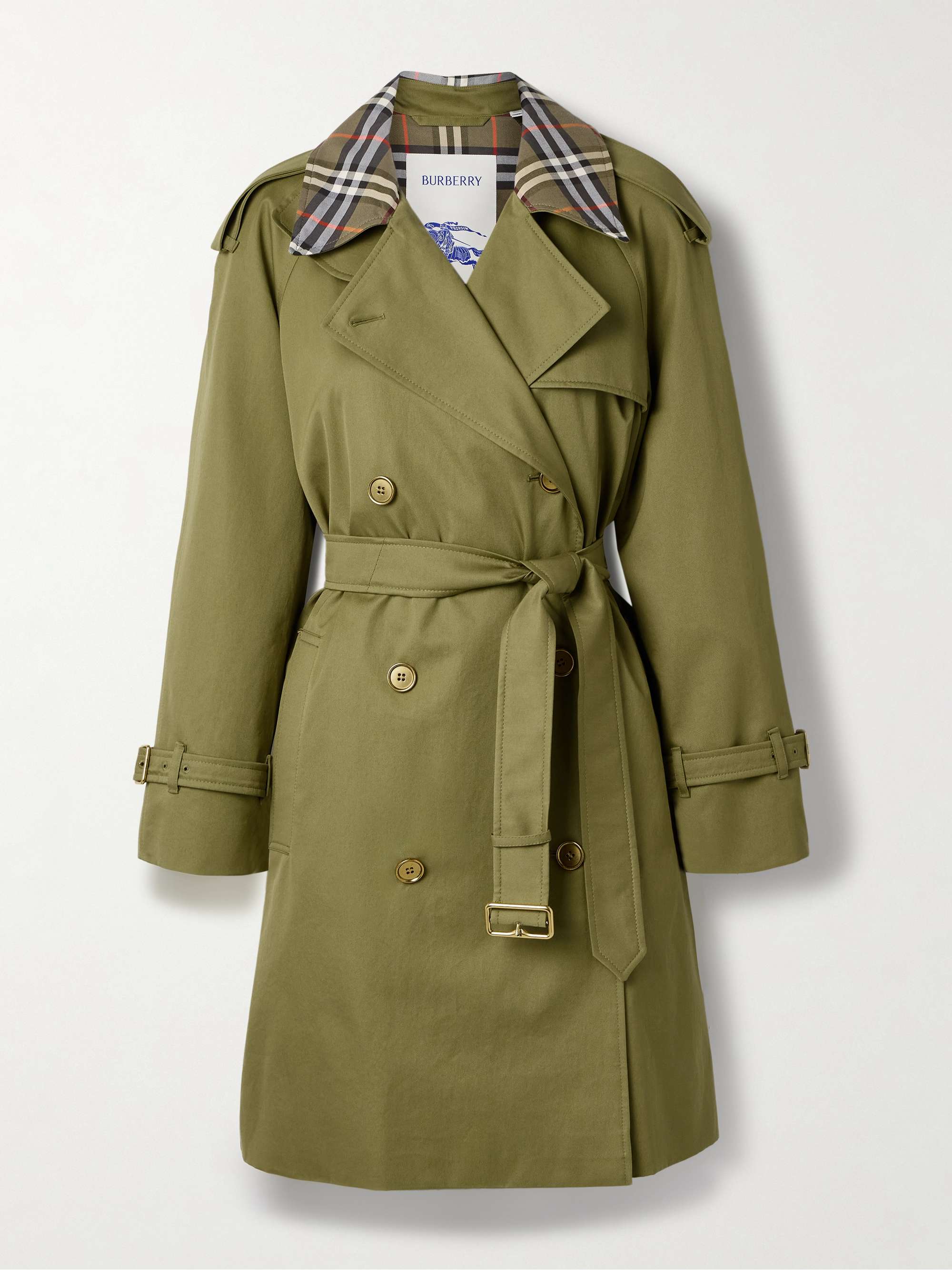 Belted double-breasted cotton-twill trench coat view