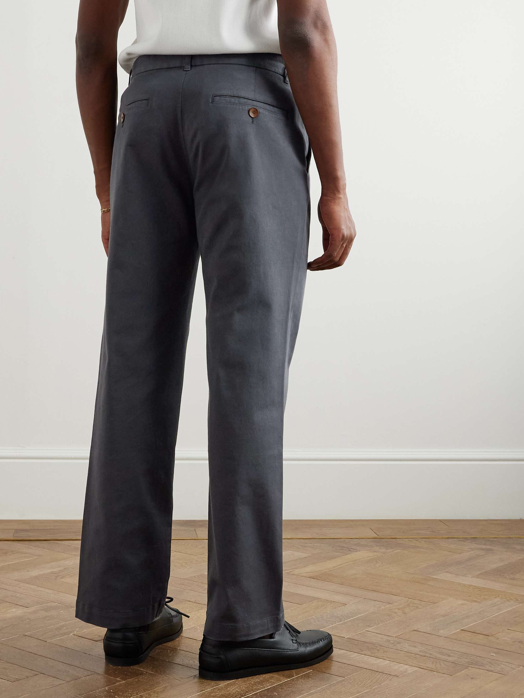 Edward Straight-Leg Pleated Cotton-Blend Cavalry Twill Trousers view