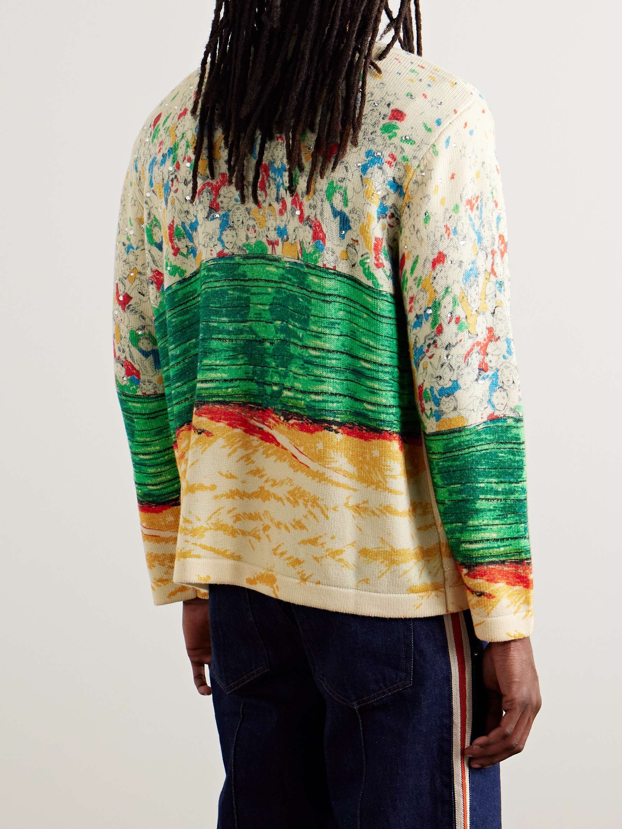 Slugger Crystal-Embellished Printed Merino Wool Cardigan view