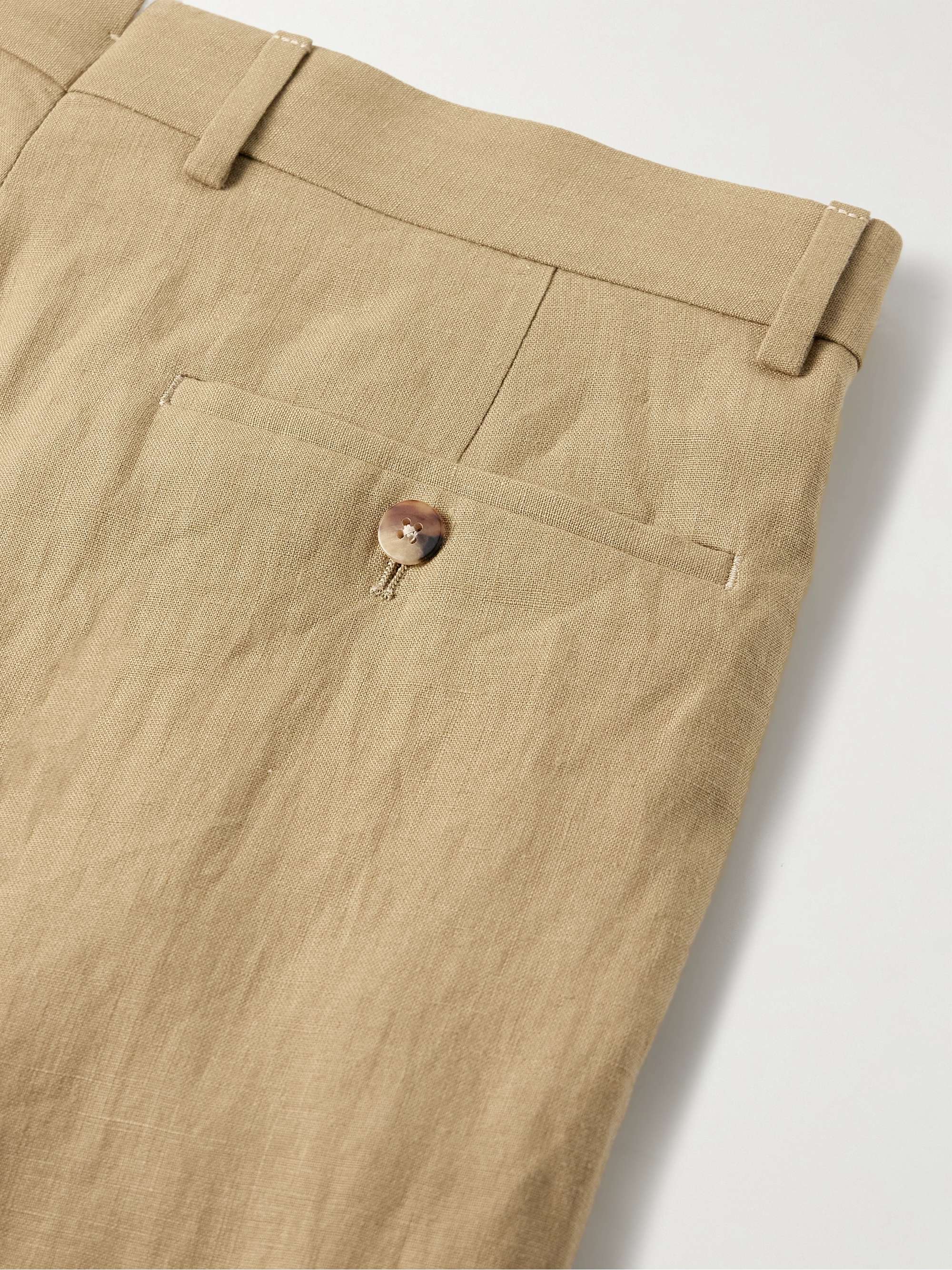 Straight-Leg Pleated Linen Suit Trousers view