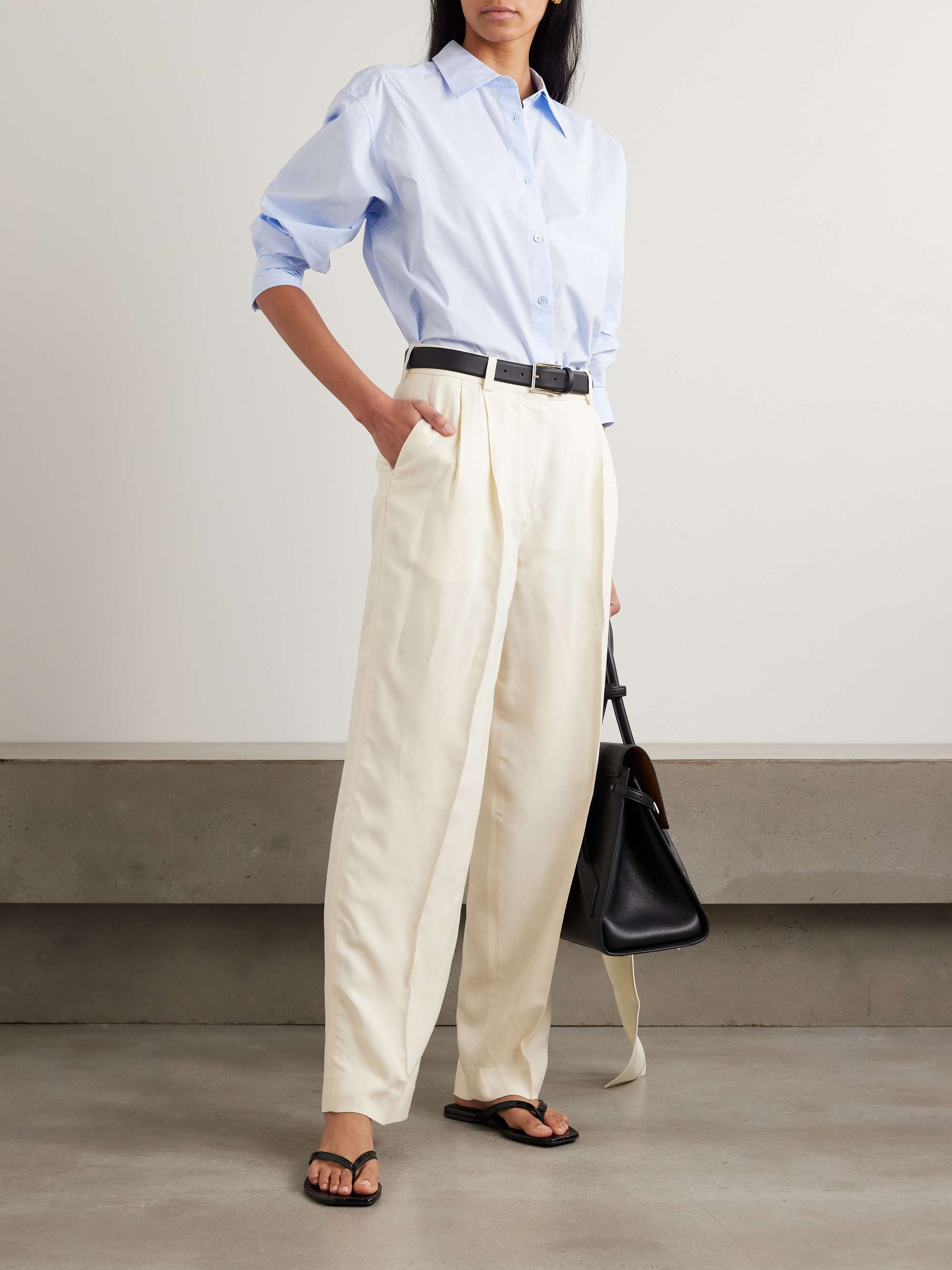 Pleated woven tapered pants view