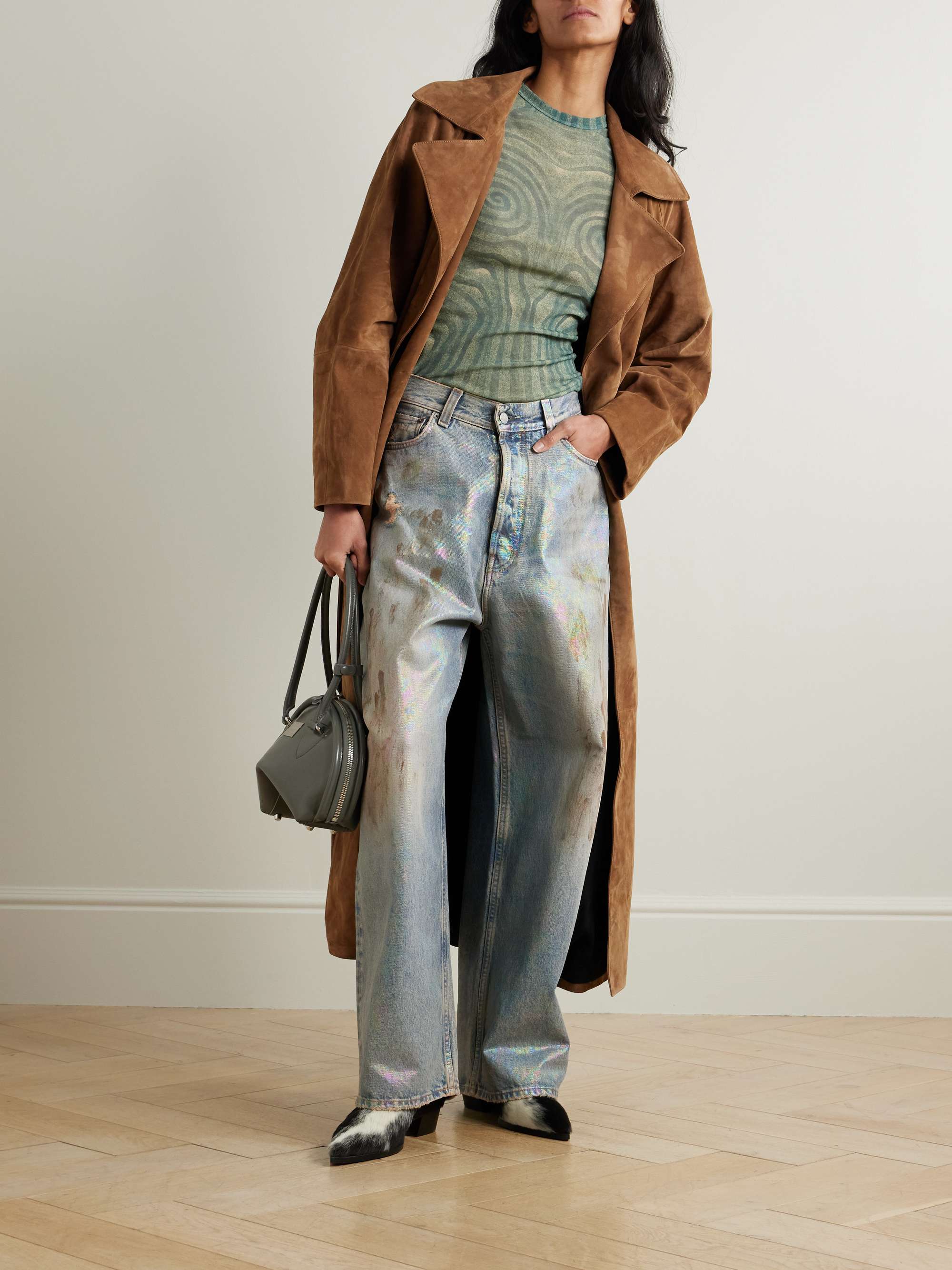2023 distressed mid-rise wide-leg jeans view