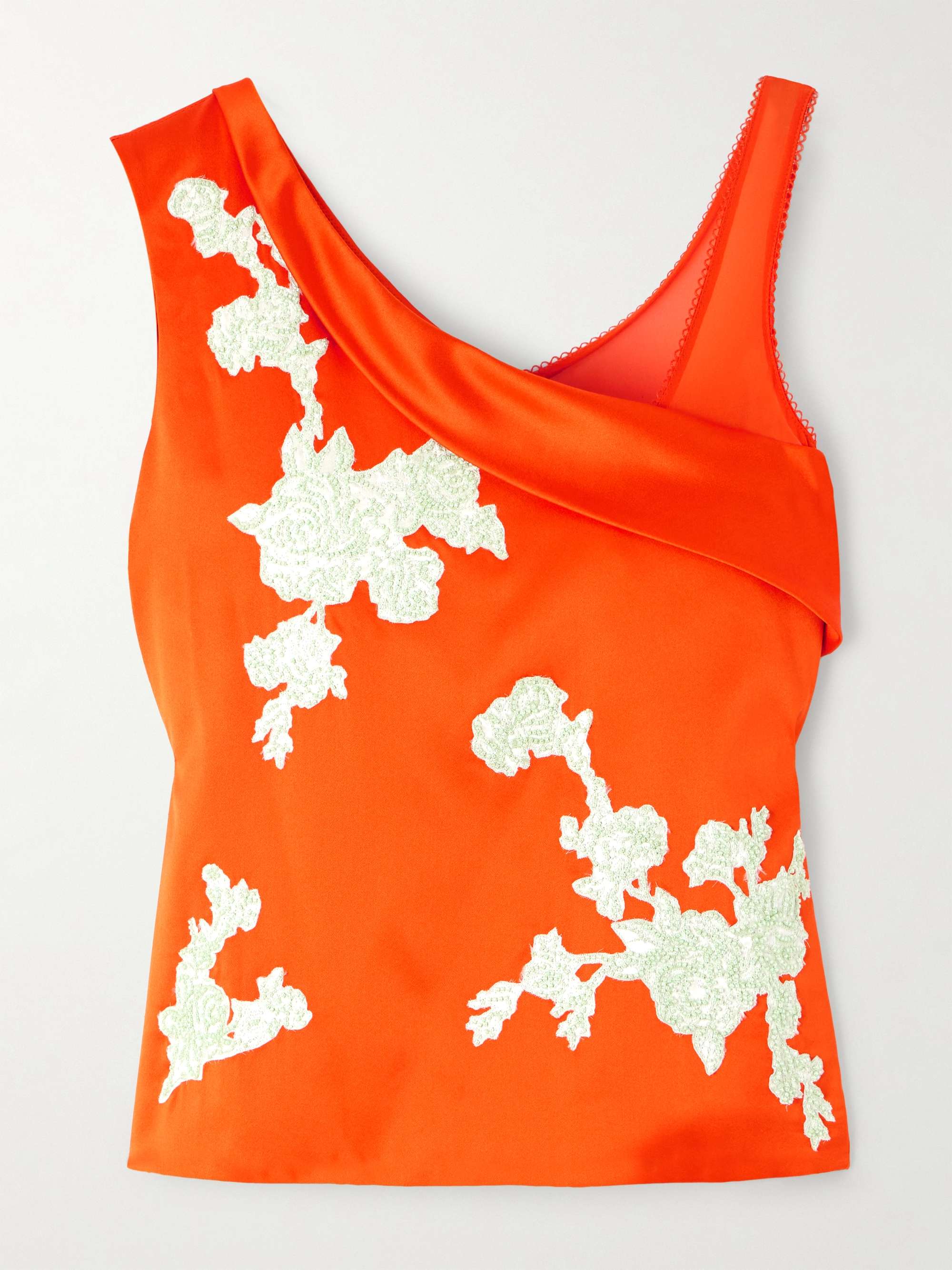 Appliquéd silk-satin top view
