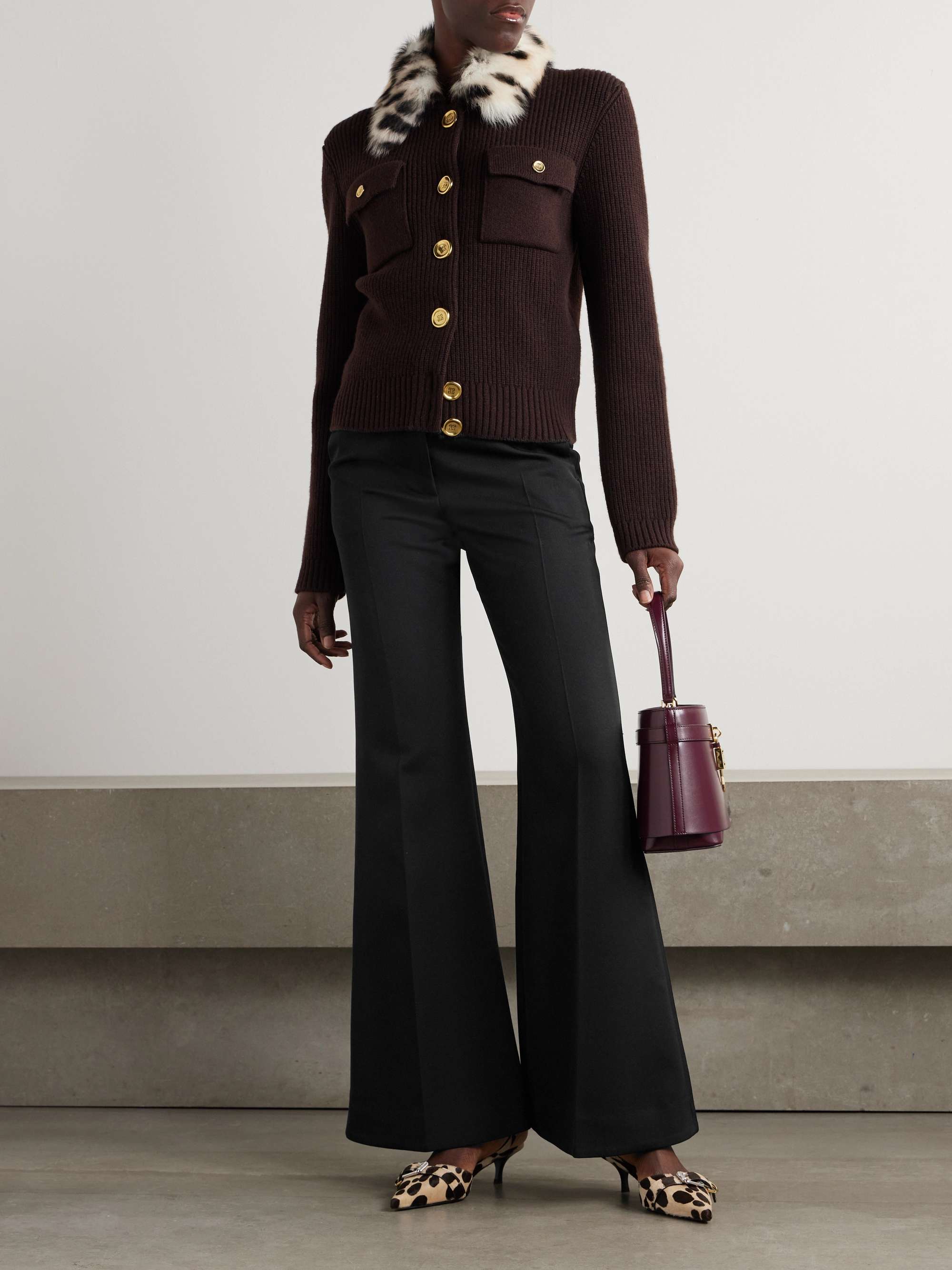 Wool-twill flared pants view