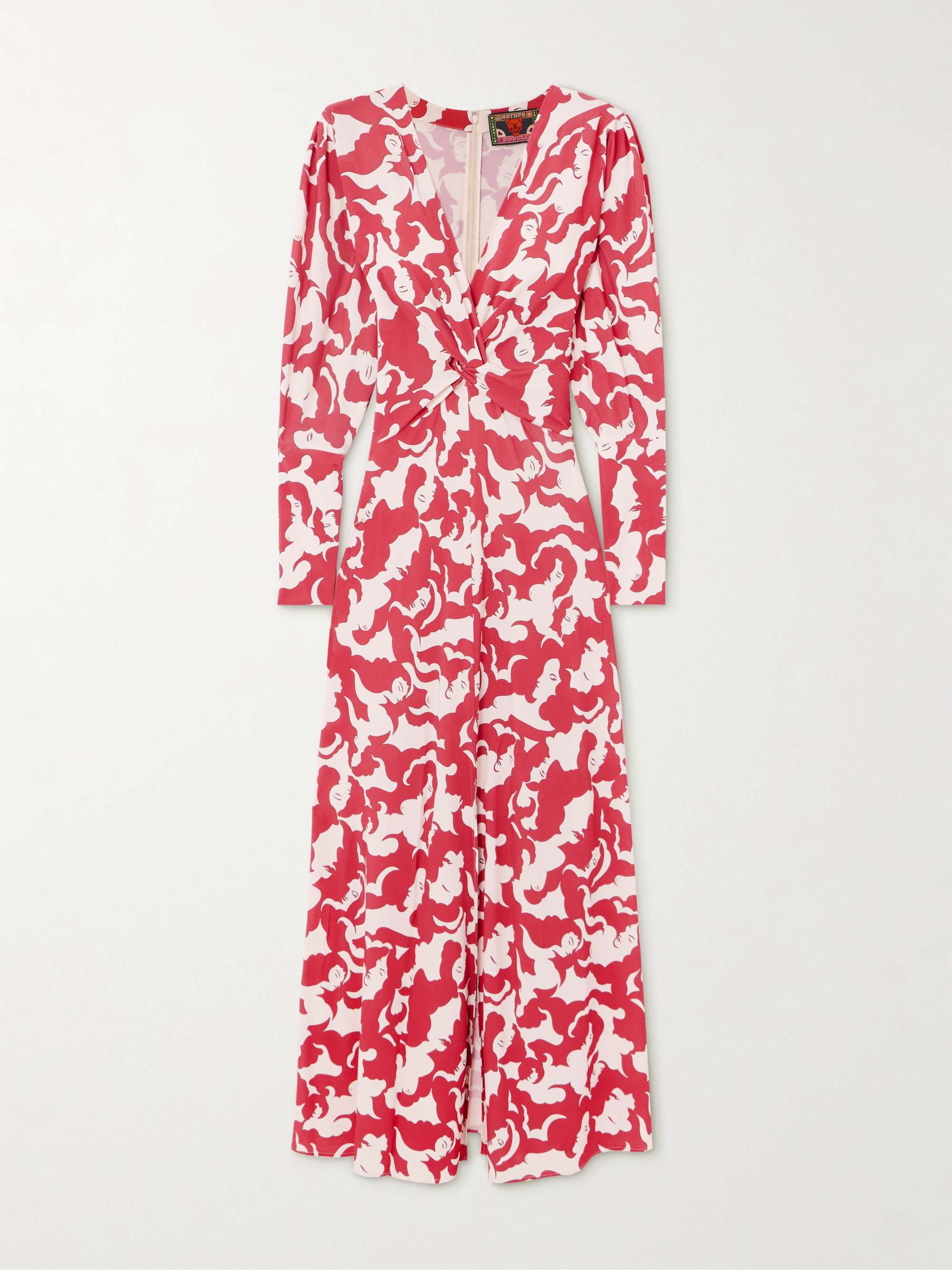 + MOTHER twist-front printed jersey midi dress view