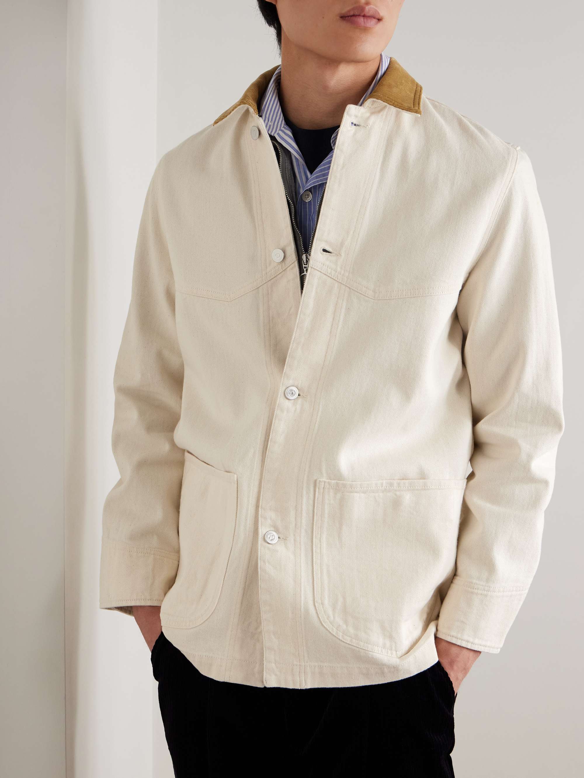 Corduroy-Trimmed Cotton-Twill Chore Jacket view