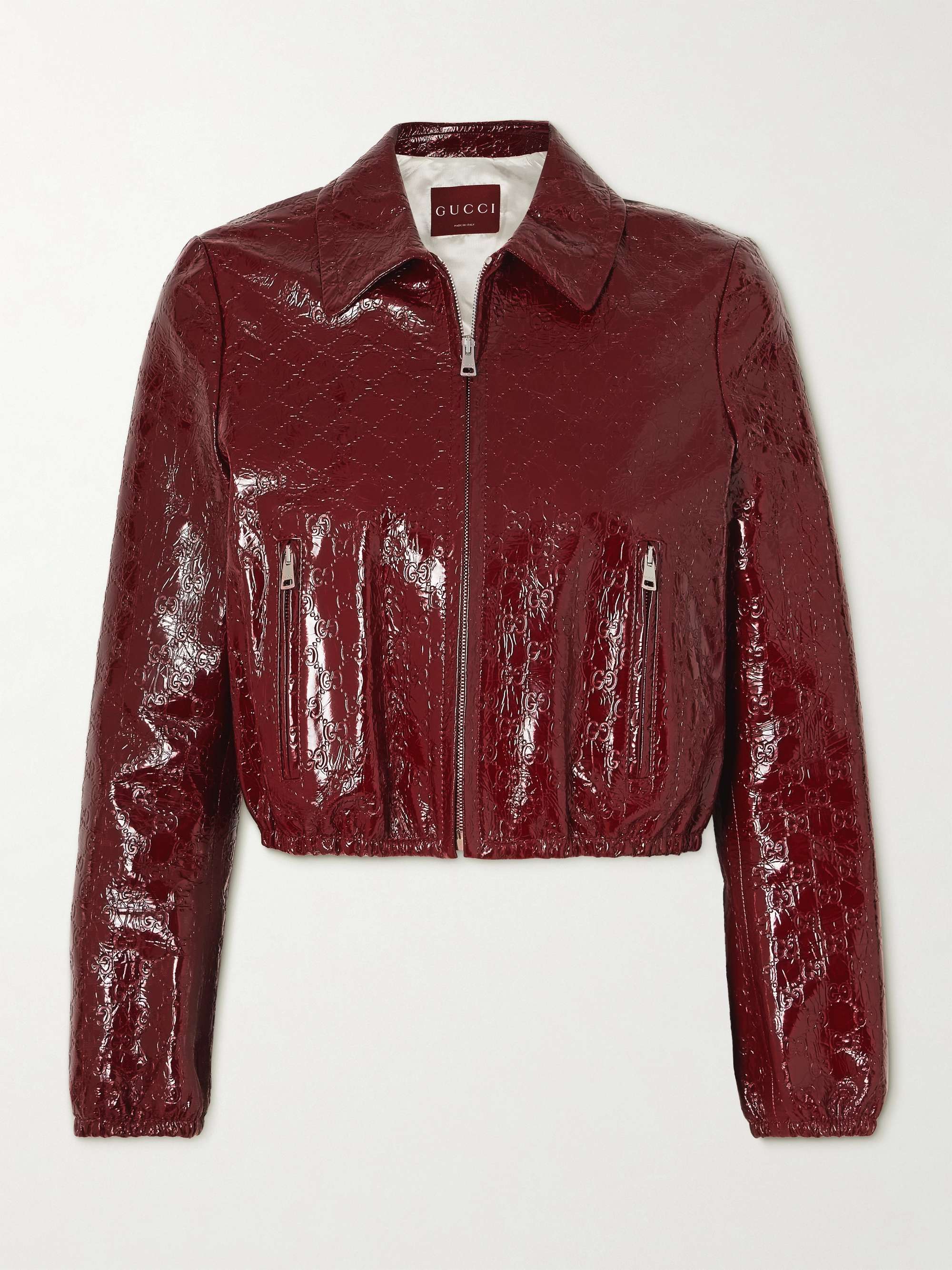 Debossed patent-leather jacket view