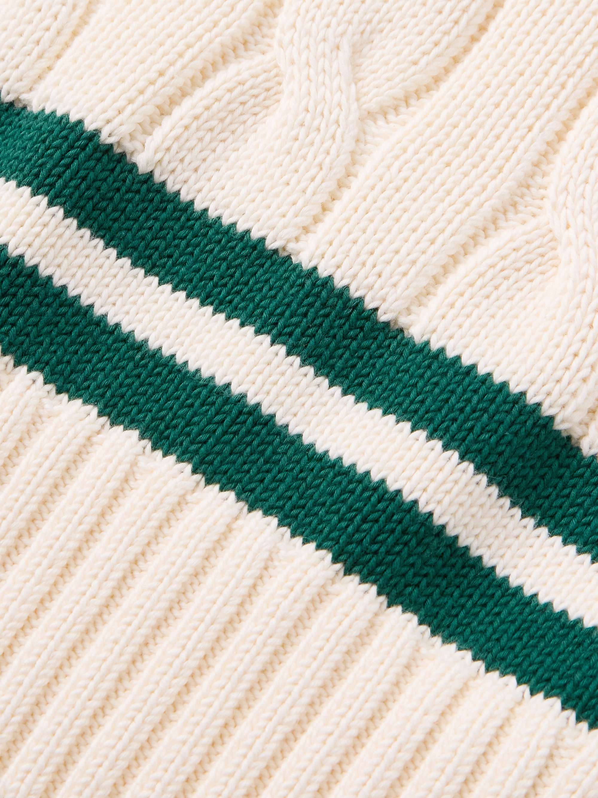 Slim-Fit Cable-Knit Striped Cotton Sweater view